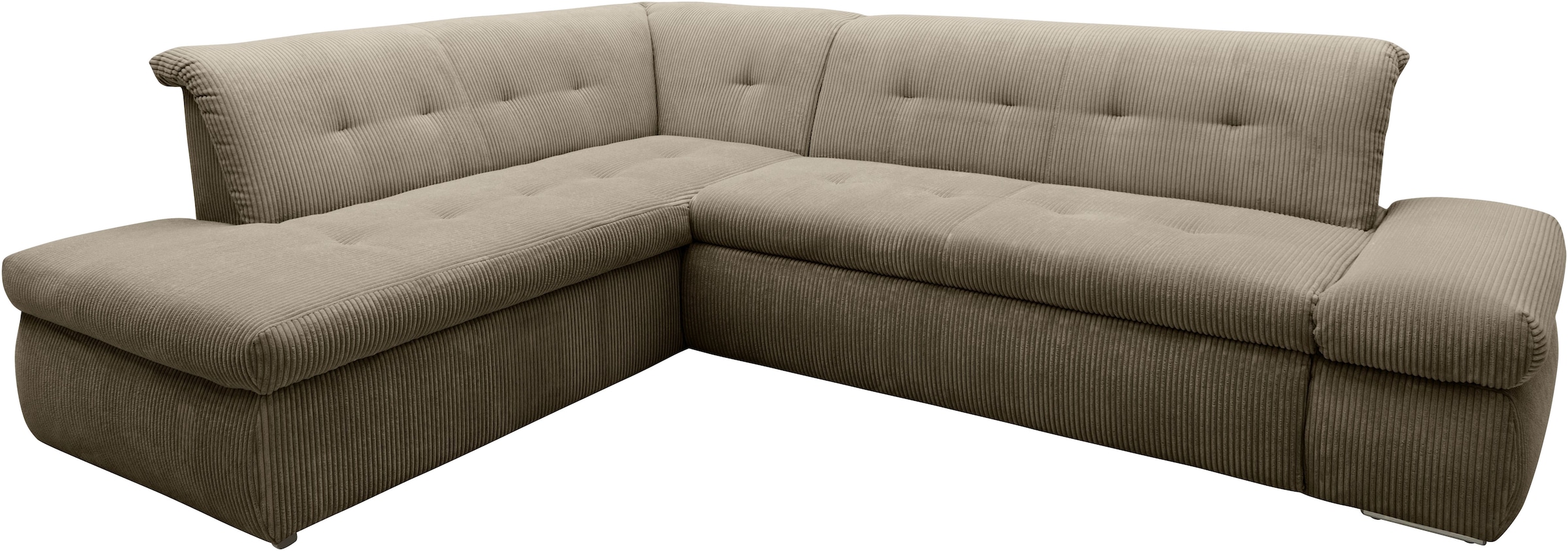 DOMO collection Ecksofa »Moric L-Form«, wahlweise mit Bettfunktion und Armlehnenverstellung, auch in Cord
