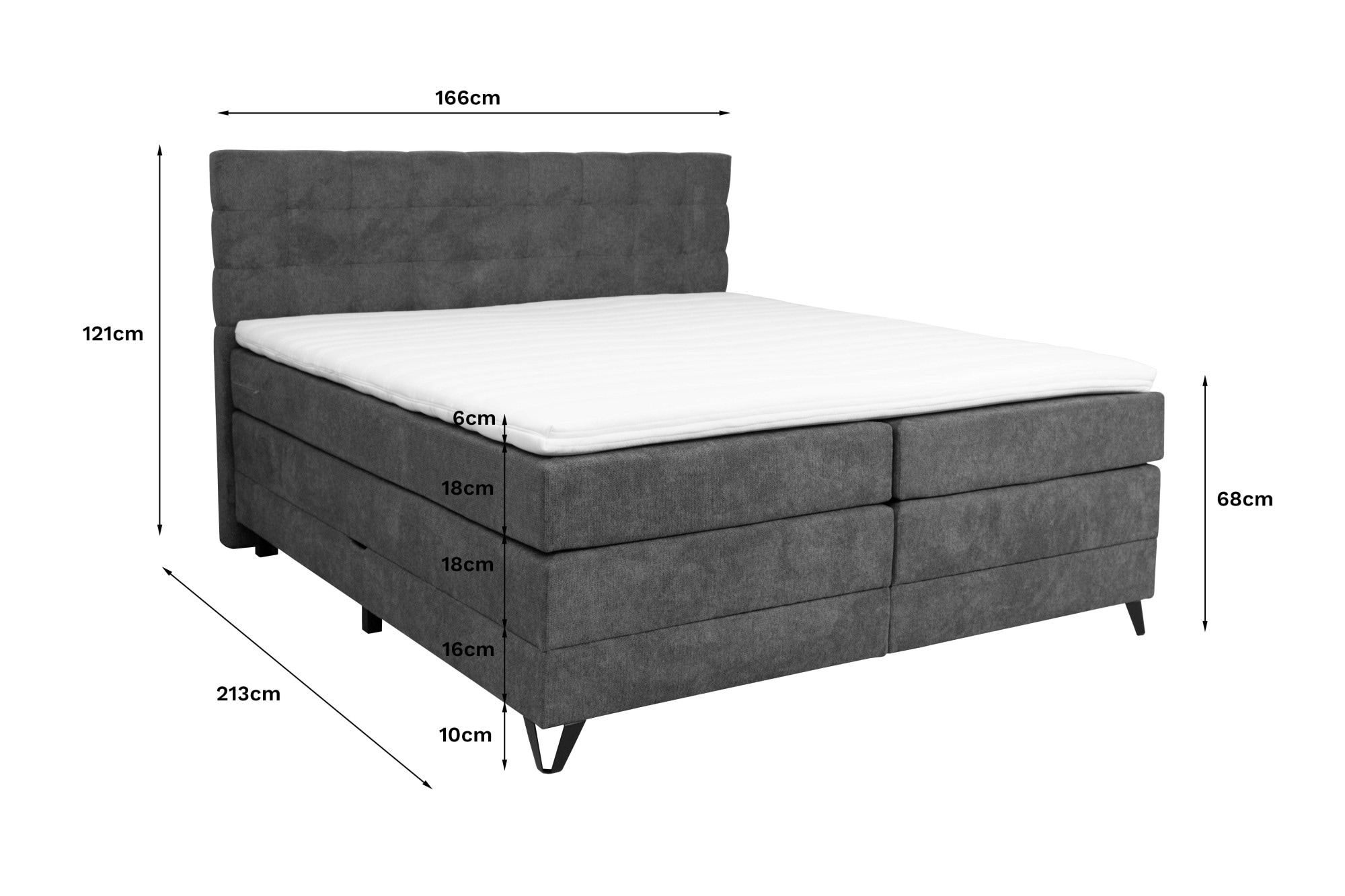 Home affaire Boxspringbett »Ilona, Doppel- & Polsterbett, Federkernbett, Komfortbett, 160 & 180 cm« inkl. 6 cm Topper, zwei Bettkästen, Taschen-Federkernmatratze in H3