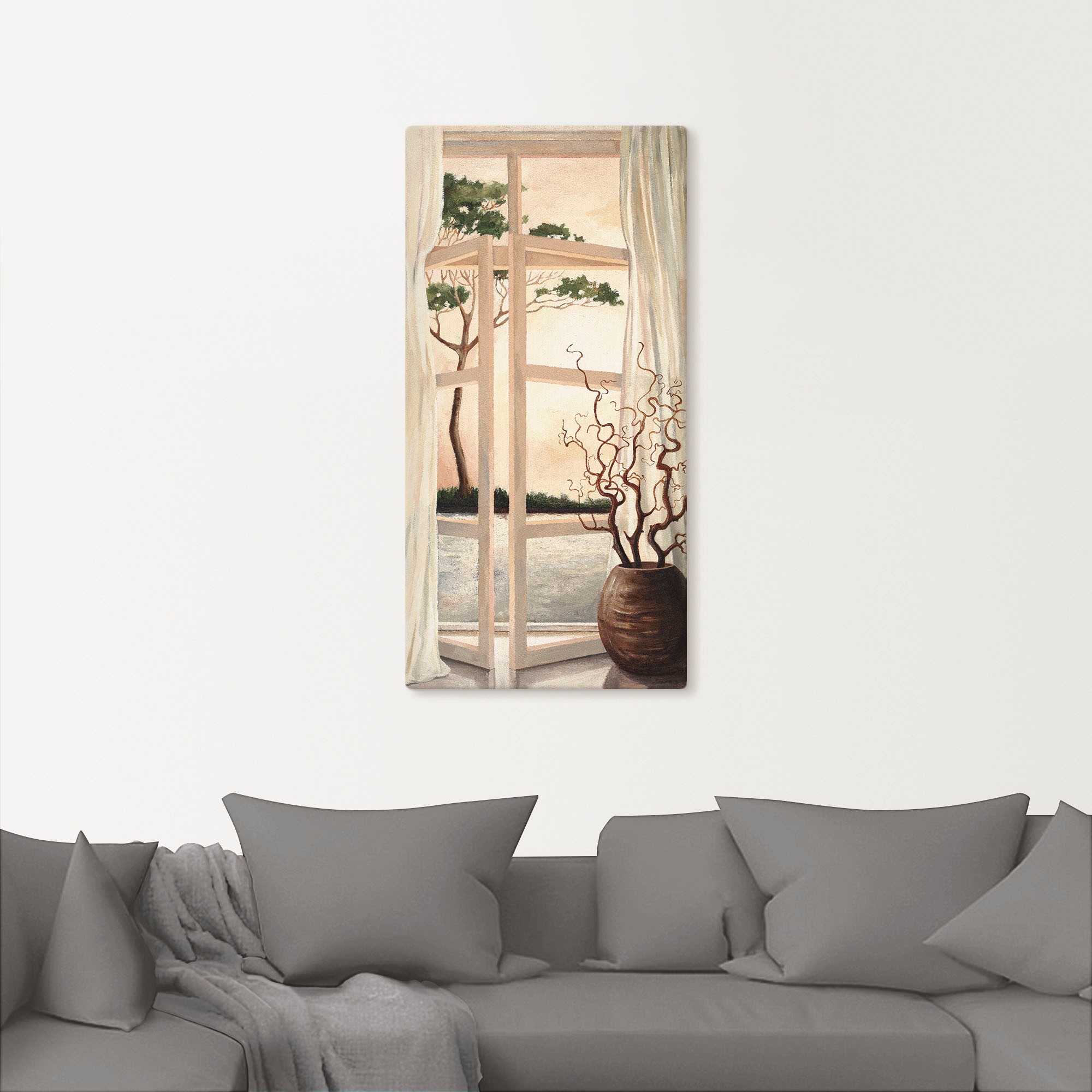 Artland Wandbild "Fensterbild Toskanischer Sonnenuntergang", Fensterblick, günstig online kaufen