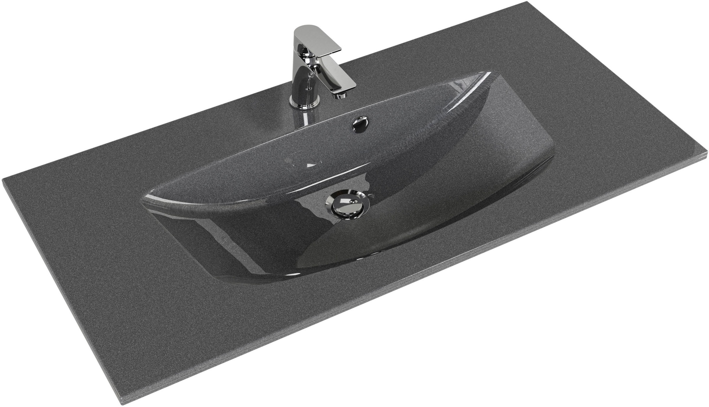 Saphir Badmöbel-Set »Serie 6025 2-teilig Mineralmarmor-Waschtisch mit LED-Spiegelschrank«, (2 St.), Waschplatz 97 cm breit, 2 Schubladen, 3 Spiegel-Türen, inkl Türdämpfer