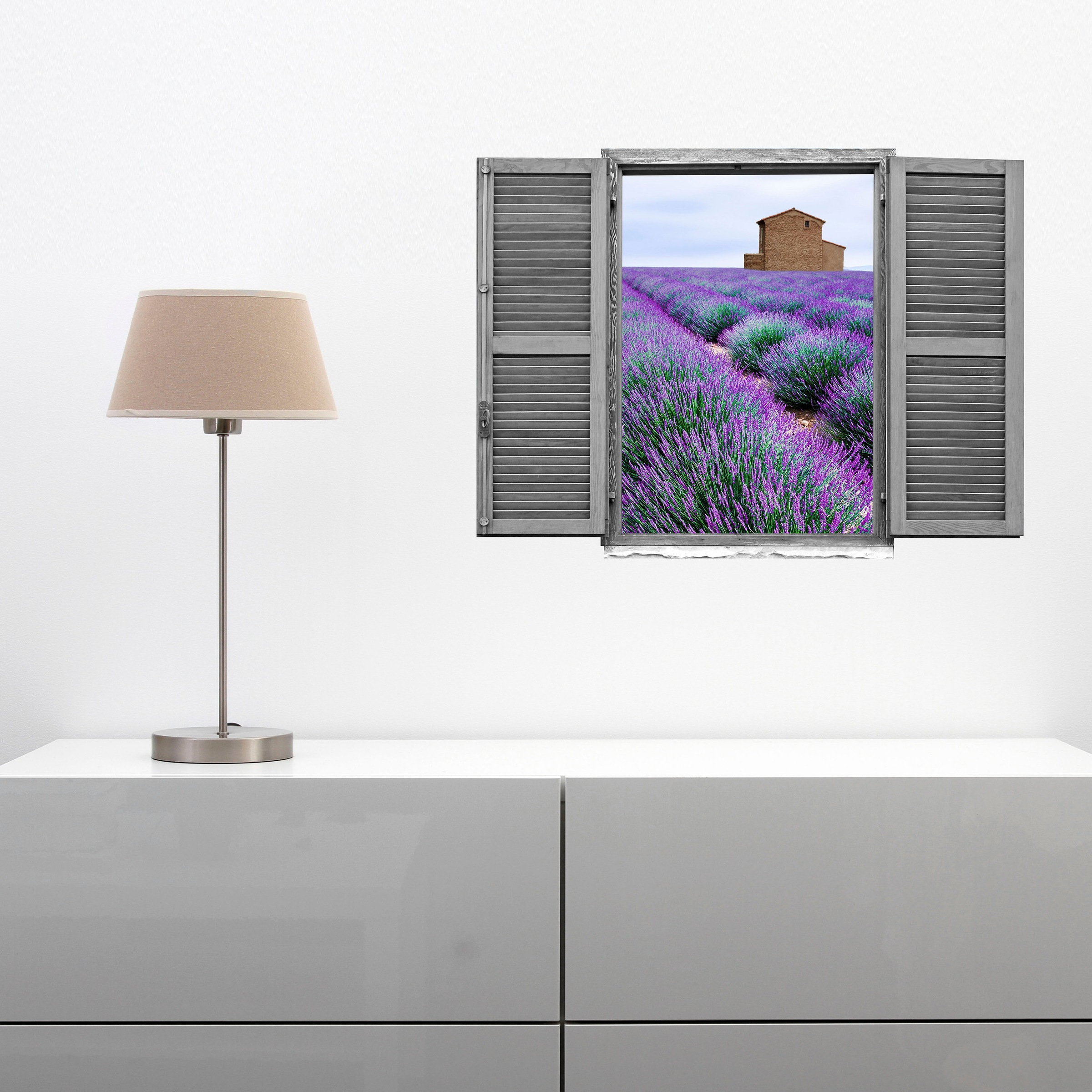 queence Wandtattoo »Lavendelfeld«, (1 St.), Wandsticker, Wandbild, selbstklebend, 3D, Fenster