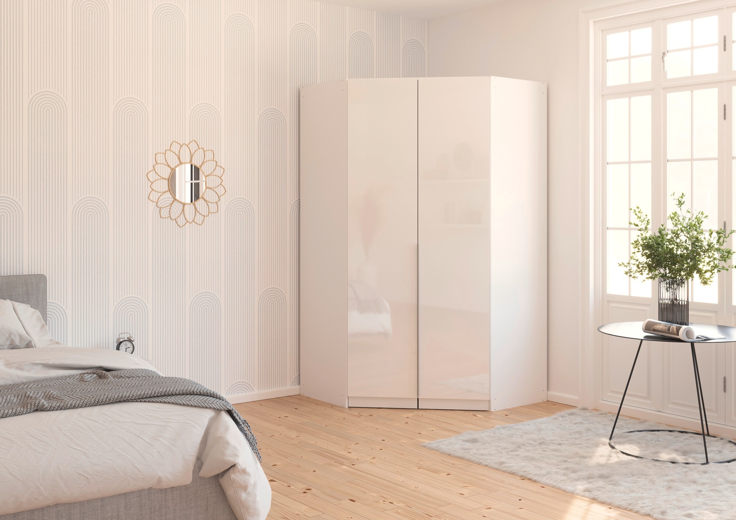 rauch Eckkleiderschrank »Kleiderschrank Schrank Ankleidezimmer Schlafzimmer Garderobe AGORDO«, (in zwei Griff-Farben), voll ausgestattet mit viel Stauraum MADE IN GERMANY