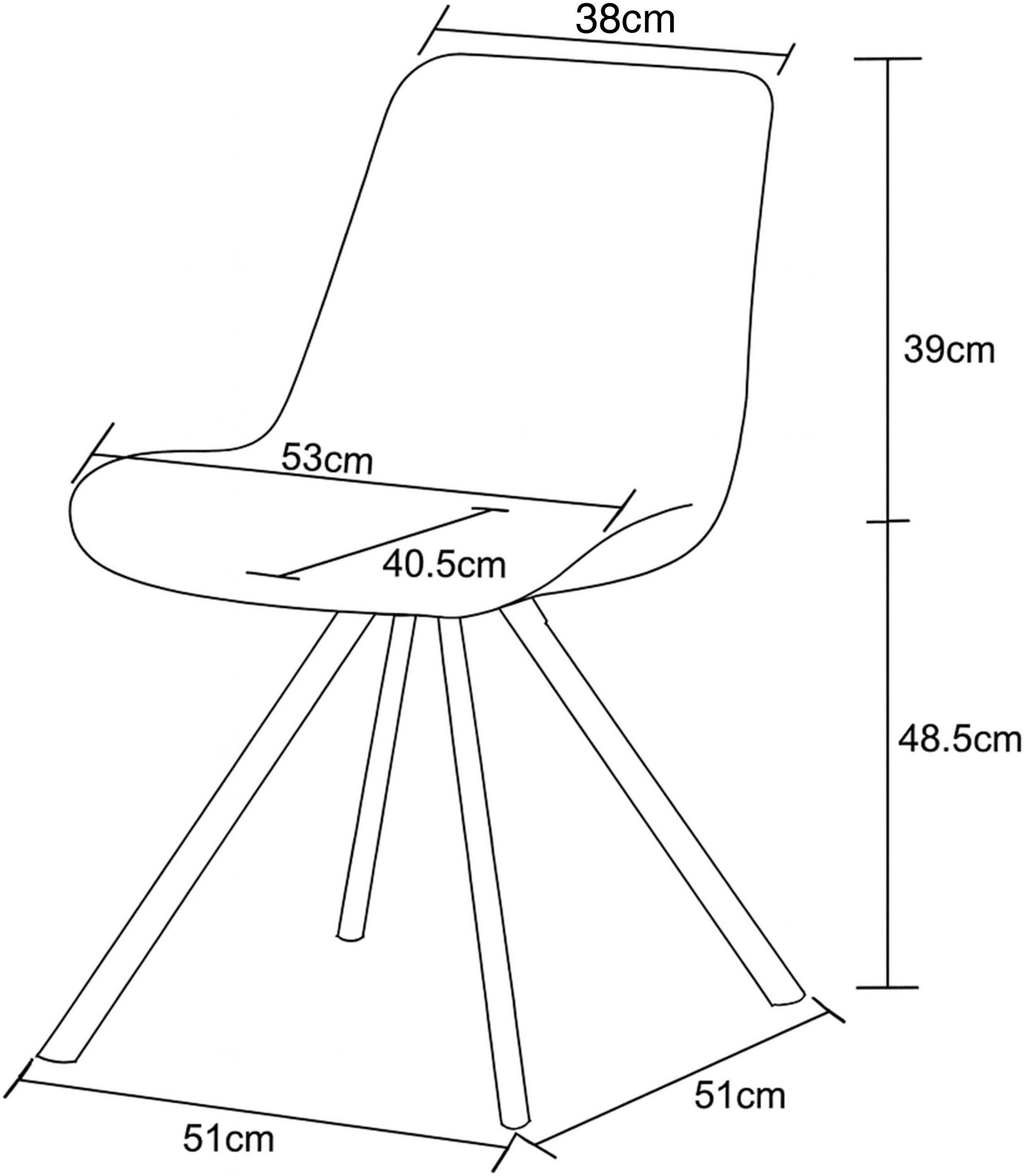 Home affaire Drehstuhl »INUVIK, 2er Set, mit Metallgestell in matt schwarz« (Set) 2 Stk.in verschiedenen Farben, Belsatbarkeit pro Stuhl 120 kg