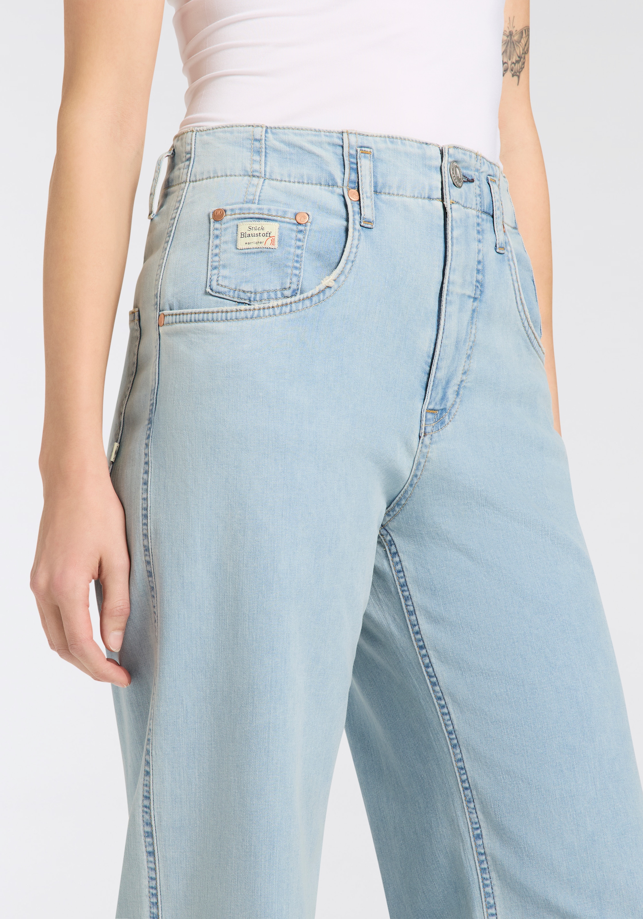 Herrlicher High-waist-Jeans »Baggy Straight Recycled Denim Light«