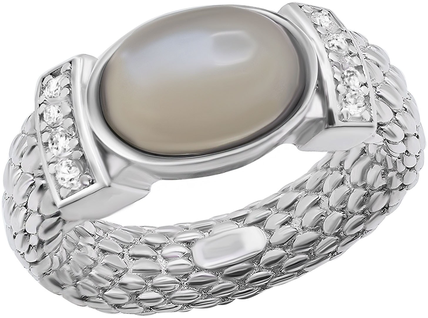 Firetti Fingerring »Schmuck Geschenk Silber 925 Damenring Ring Milanaise« mit Zirkonia (synth.)