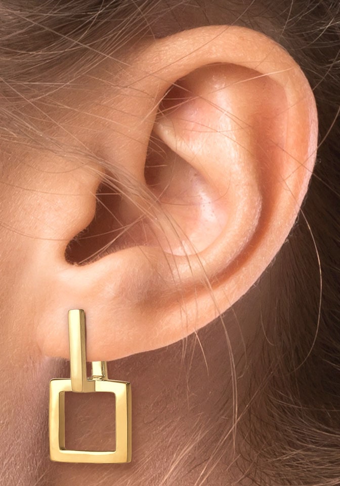 Elli Paar Creolen »Schmuck Geschenk Silber 925 Ohrringe Eckig Quadratisch Geo, 0301480320«