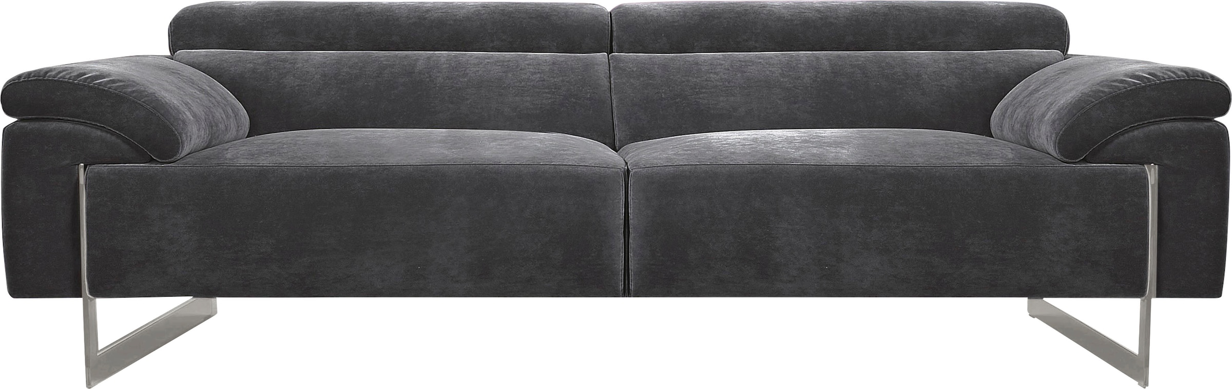 Egoitaliano 2,5-Sitzer »Malika, Designsofa mit hohem Sitzkomfort, edel und bequem«, inkl. Kopfteilverstellung und chromfarbenen Metallfüßen
