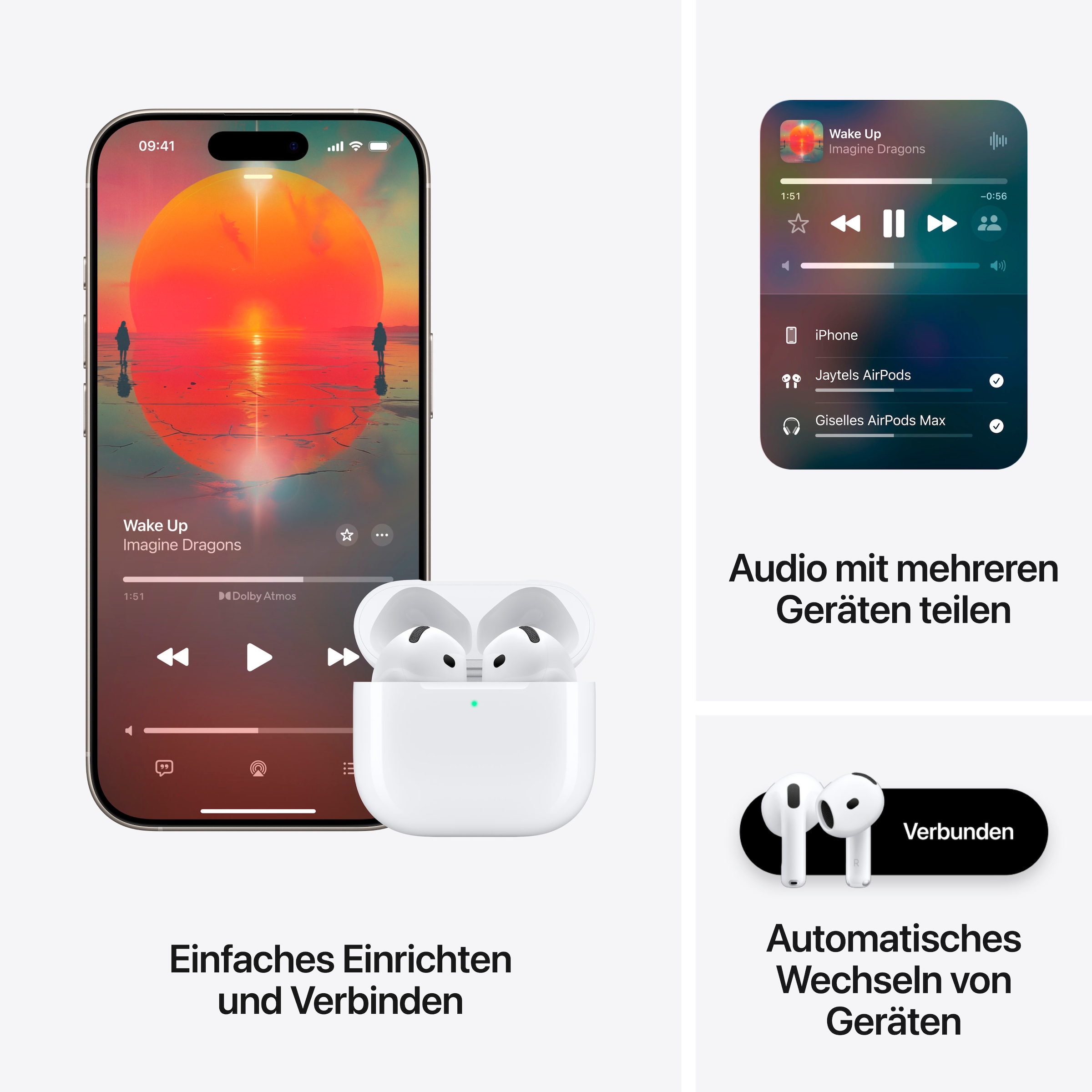 Apple wireless In-Ear-Kopfhörer »AirPods 4«, Bluetooth, kompatibel mit Siri-integrierte Steuerung für Anrufe und Musik