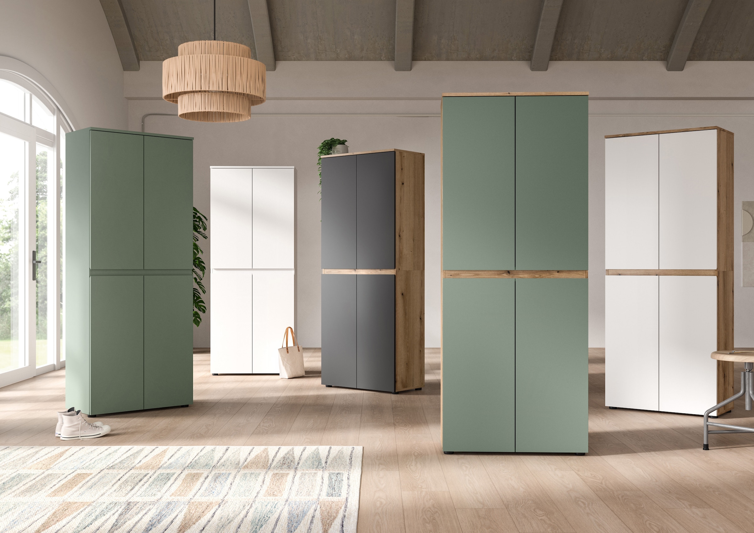Home affaire Mehrzweckschrank »CIPELA« 1 Stk. tlg. BxH:105x175 cm, viel Stauraum, variable Einlegeböden, Kleiderstange