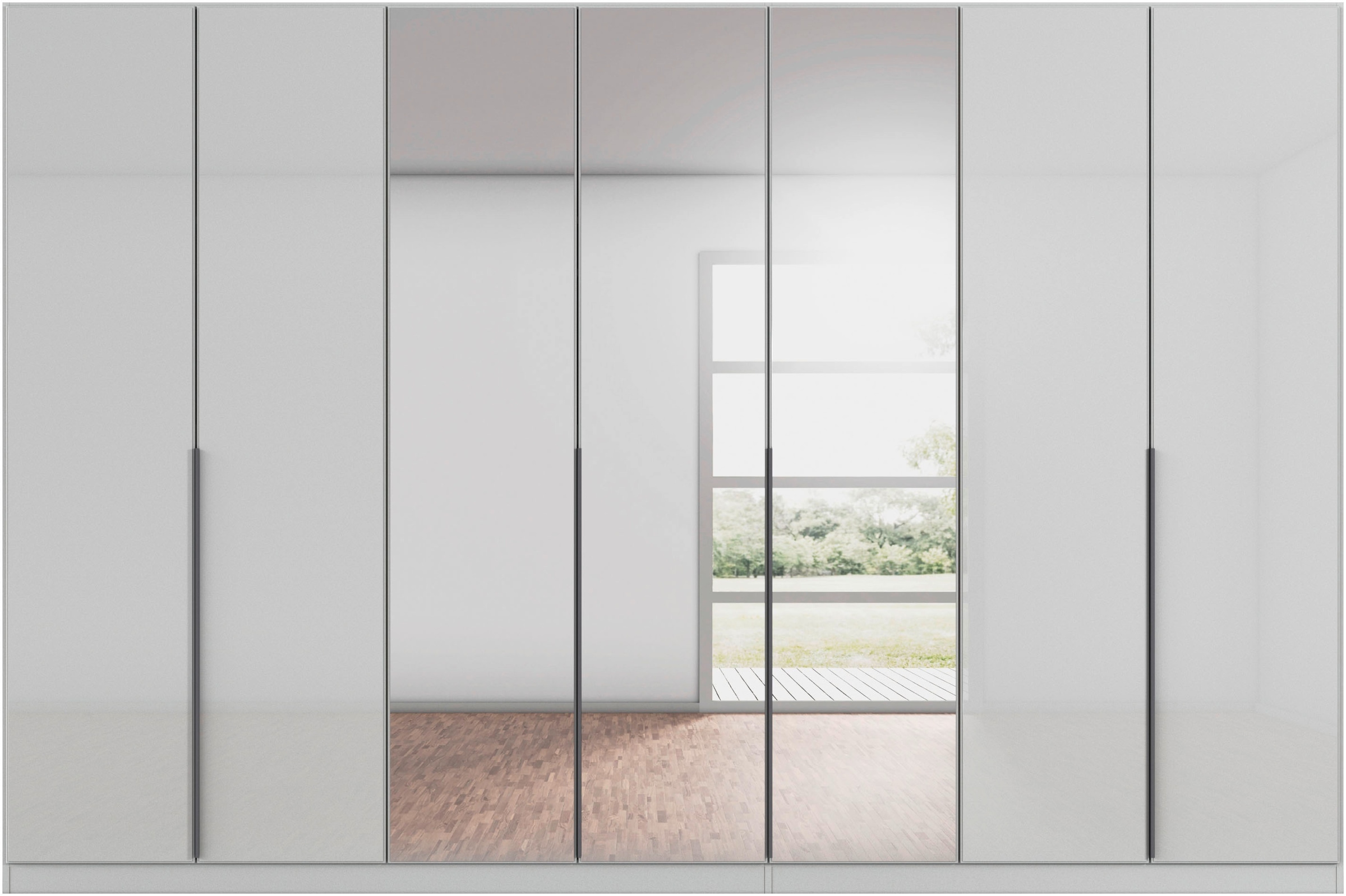 rauch Drehtürenschrank »Kleiderschrank Kleiderschränke Schrank Garderobe AGORDO mit Glasfront«, (in zwei Griff-Farben), durchdachte Innenausstattung, in 6 Breiten und 2 Höhen MADE IN GERMANY