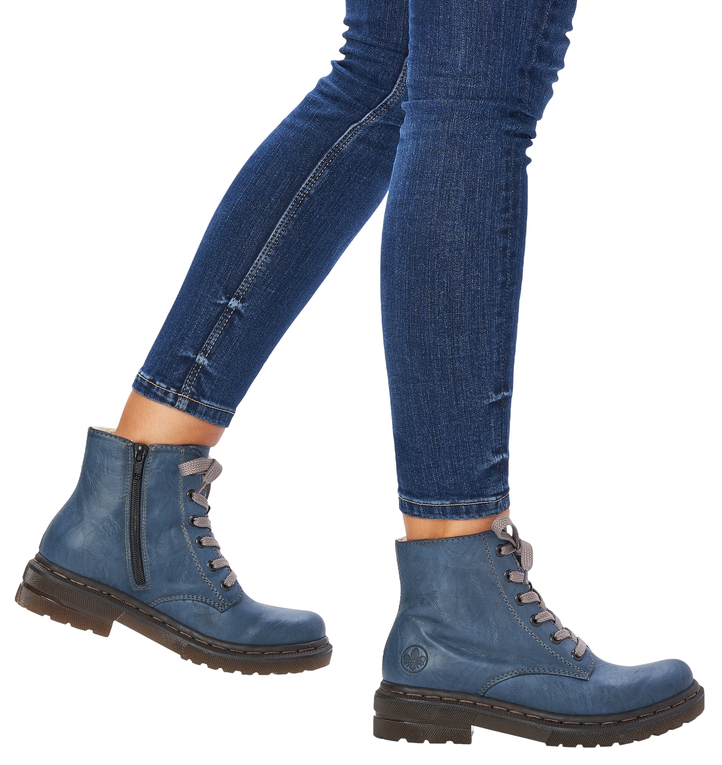 Rieker Schnürboots, Schnürstiefelette, Blockabsatz, mit Logoprägung