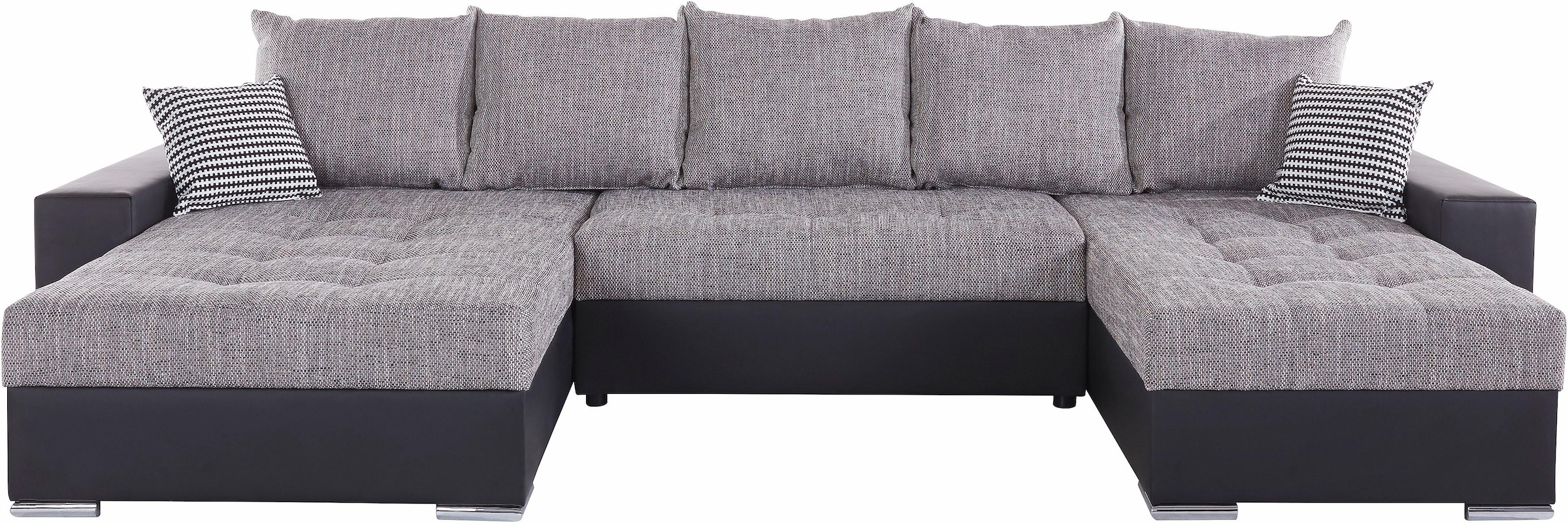 COLLECTION AB Wohnlandschaft »XXL-Josy U-Form, Breite 333 cm, mit 2 Recamieren 77 & 97 cm«, inkl. Bettfunktion, Bettkasten, mit 5 gleich großen Rückenkissen