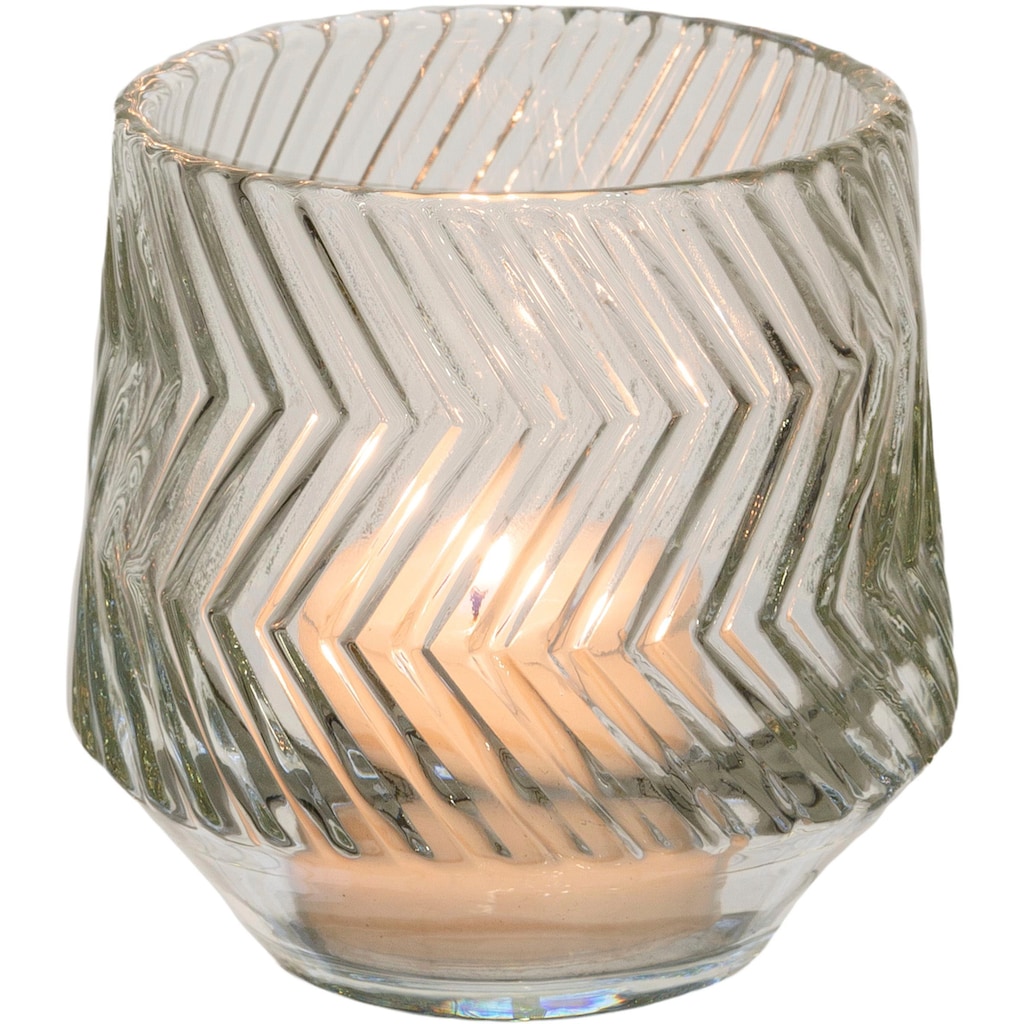 Creativ home Windlicht »Kerzenhalter Relief«, (Set, 5 St.), Teelichthalter aus Glas, mit geschliffener Oberfläche
