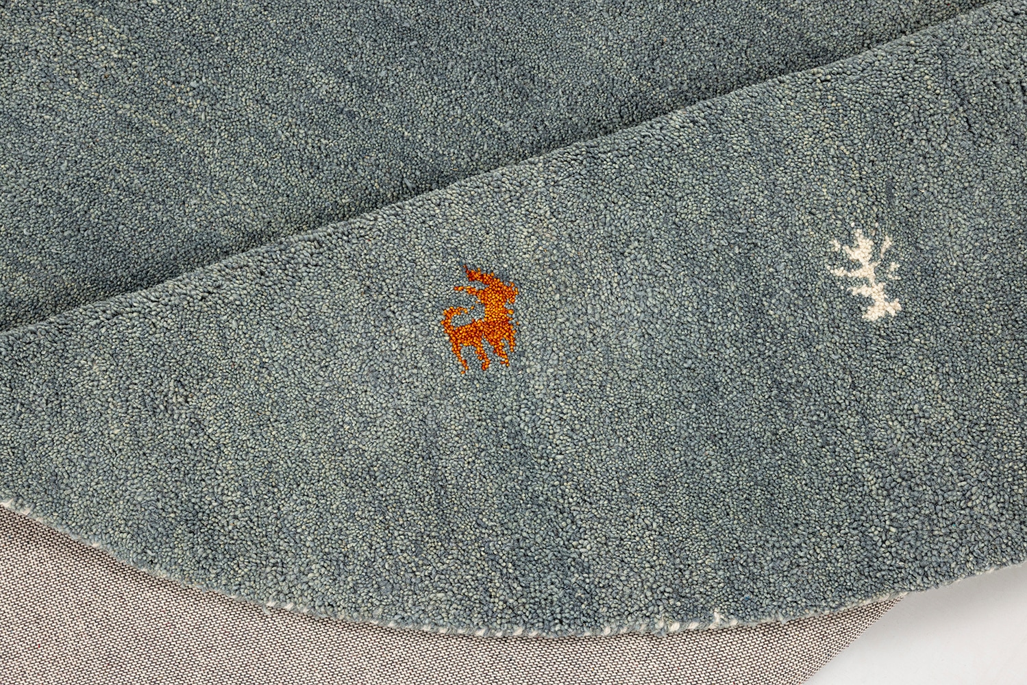 THEKO Wollteppich »Gabbeh Motiv, Handweb Teppich, Tiermotiv, reine Wolle, handgewebt«, rund, 14 mm Höhe, reine Wolle, handgewebt, Wohnzimmer, Schlafzimmer, Esszimmer