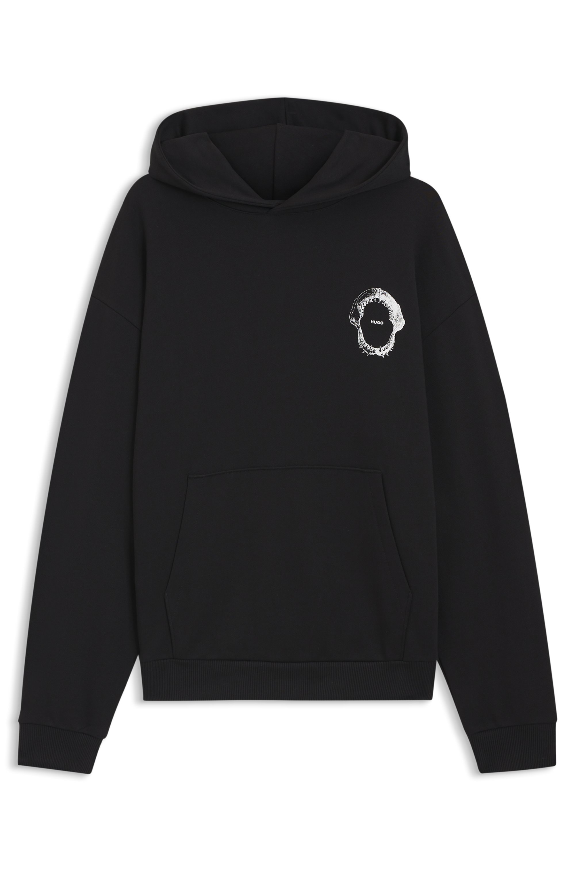 HUGO Hoodie , Regular Fit, Kängurutasche, Rückendruck
