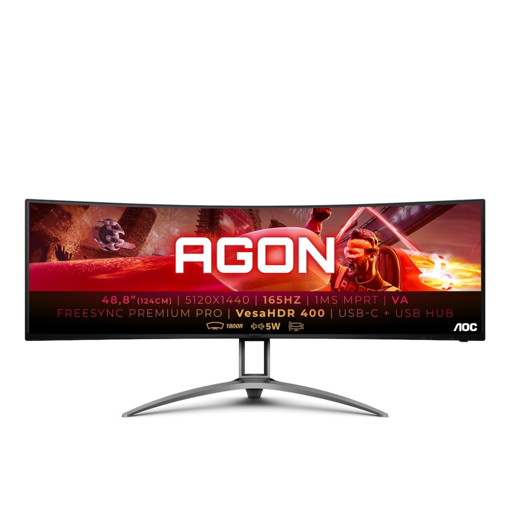 AOC Curved-Gaming-Monitor »AG493UCX2«, 124 cm/49 Zoll, 5120 x 1440 px, DQHD, 1 ms Reaktionszeit, 165 Hz