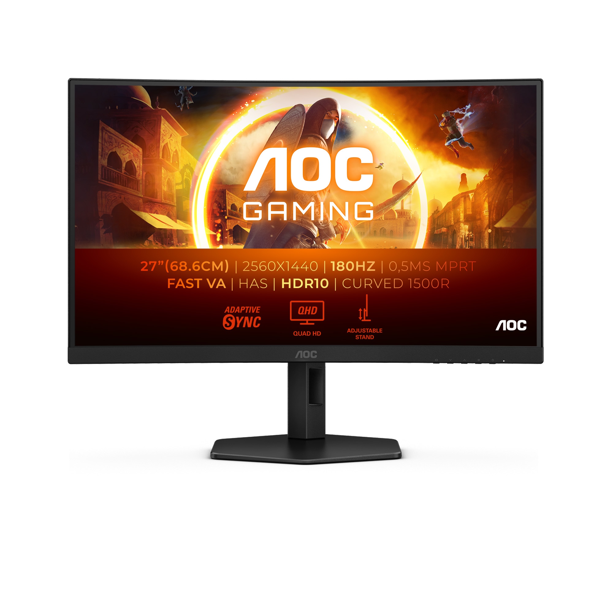 AOC Curved-Gaming-Monitor »CQ27G4X«, 68,5 cm/27 Zoll, 2560 x 1440 px, QHD, 0,5 ms Reaktionszeit, 180 Hz