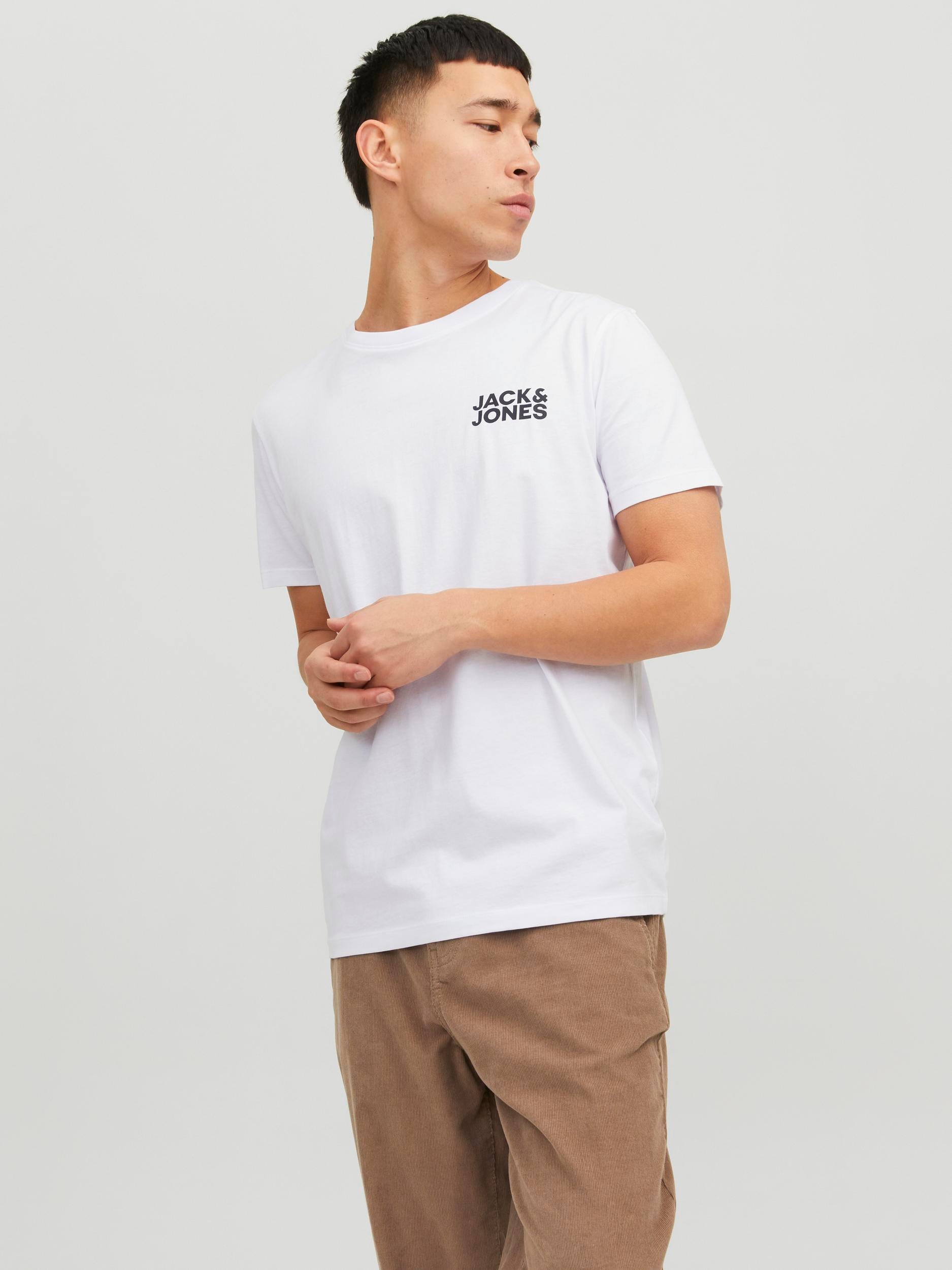 JACK & JONES Rundhalsshirt »JJECORP mit Logo-Print und klassischem Rundhals« mit Rundhalsausschnitt White M M Herren-T-Shirt von Jack & Jones