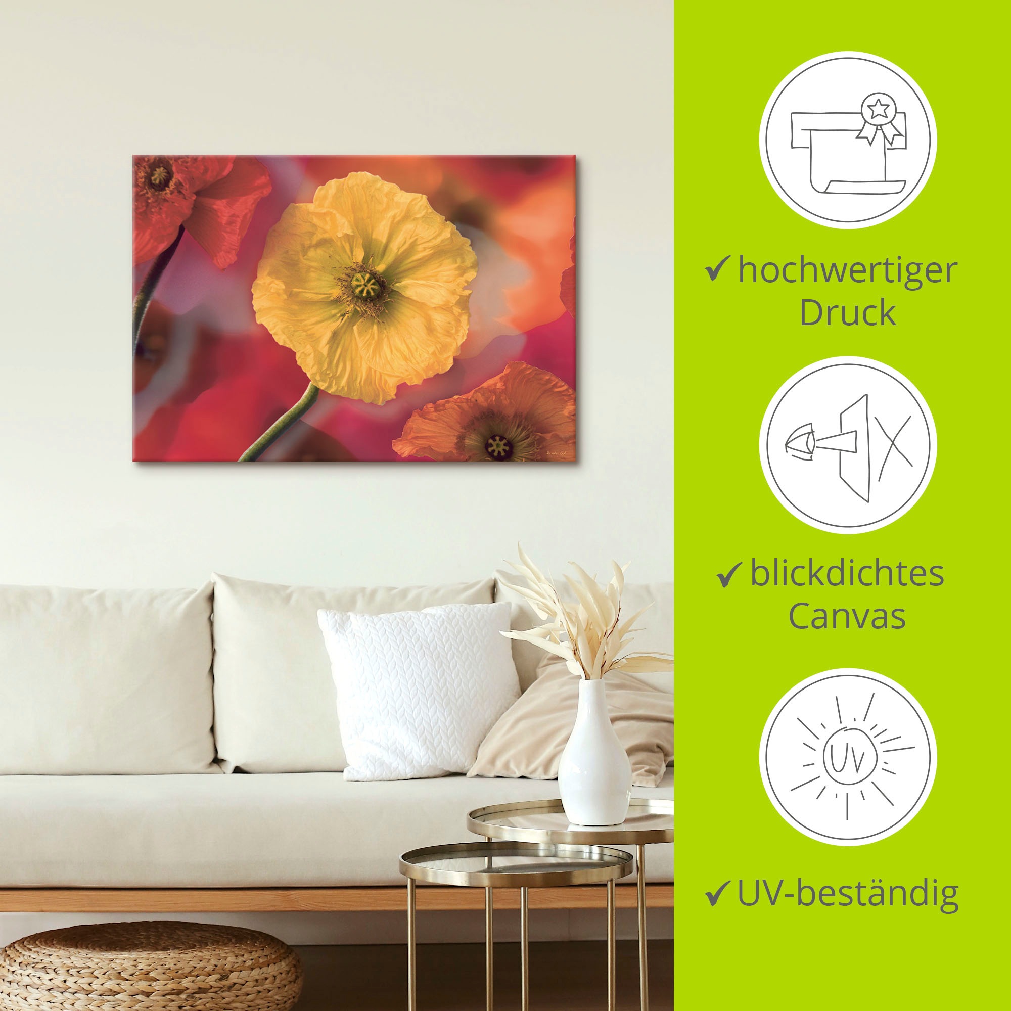 Artland Wandbild »Fotokollage Mohnblumen«, Blumenbilder, (1 St.), als Leinwandbild, Wandaufkleber in verschied. Größen