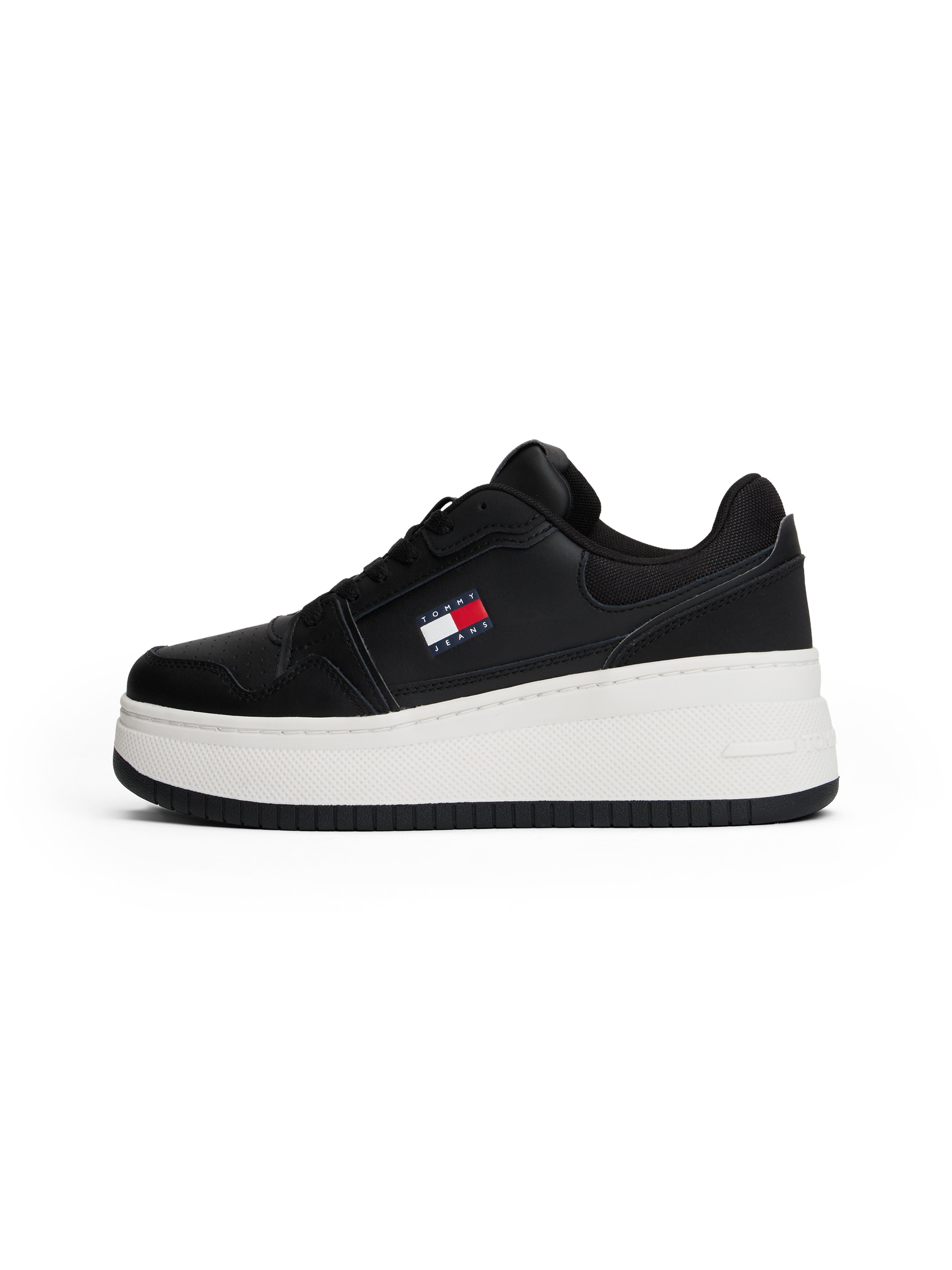 Tommy Jeans Keilsneaker »TJW RETRO BASKET FLATFORM«  , Plateau, Freizeitschuh, Schnürschuh, mit Lochmuster, im Basket-Look