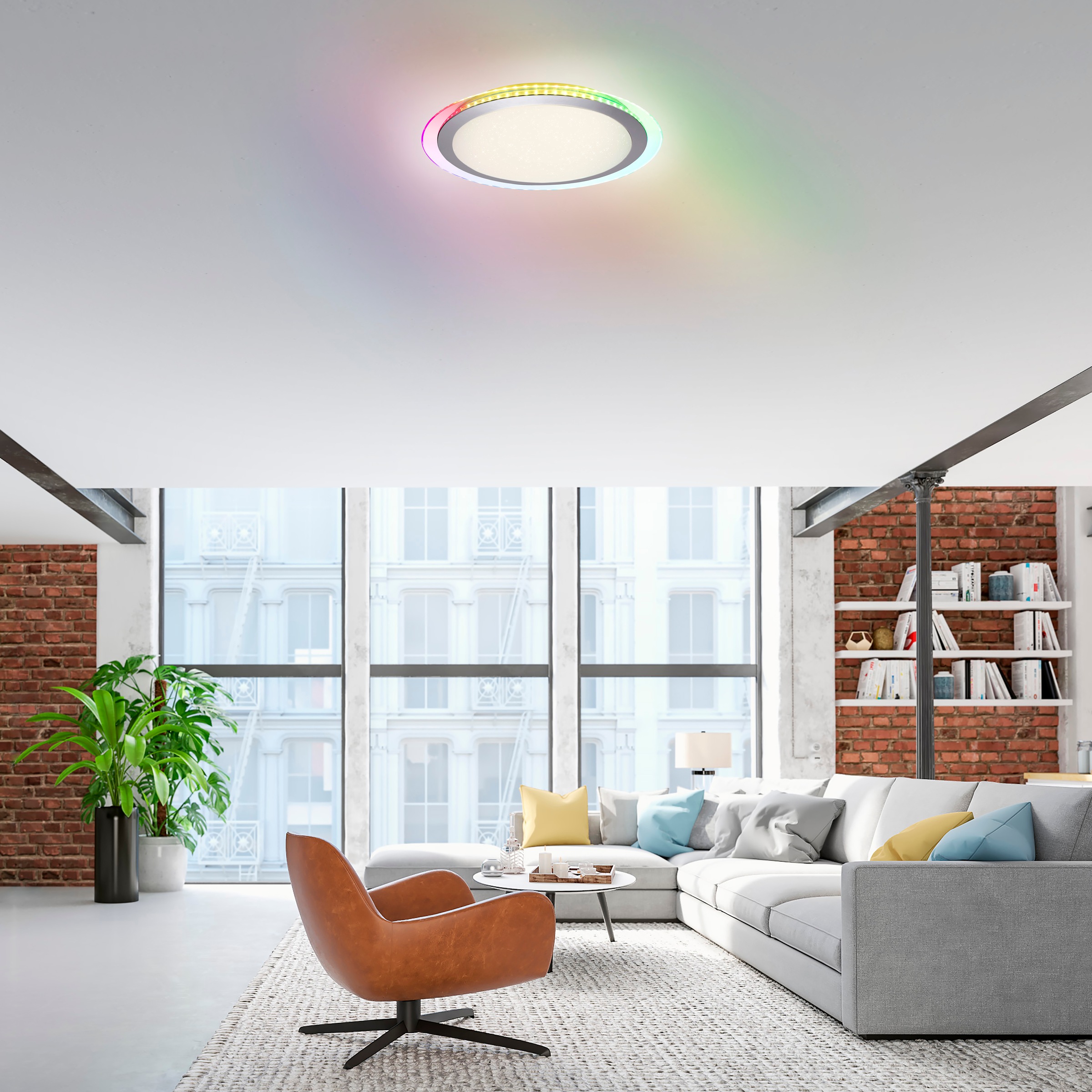JUST LIGHT Deckenleuchte »CYBA«, 2 flammig, Leuchtmittel LED-Board-LED-Board | LED fest integriert-LED fest integriert, LED, CCT - über Fernbedienung, RGB-Rainbow, dimmbar, Infrarot inkl.