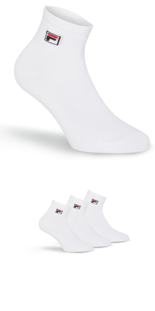 Fila Kurzsocken »UNISEX QUARTER PLAIN SOCKS«, (3 Paar), mit eingestrickem Logo