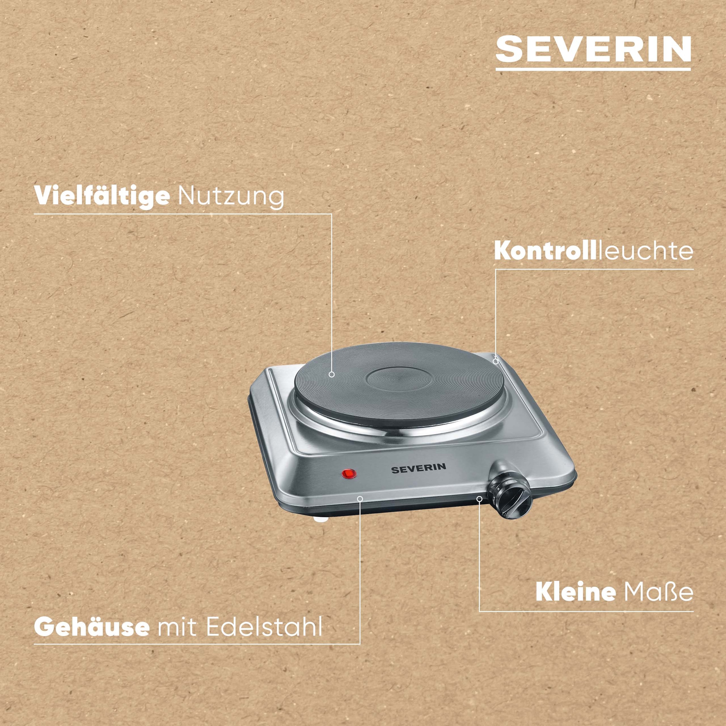 Severin Einzelkochplatte »KP 1092« platzsparend, Kontrollleuchte, Edelstahl, Drehregler