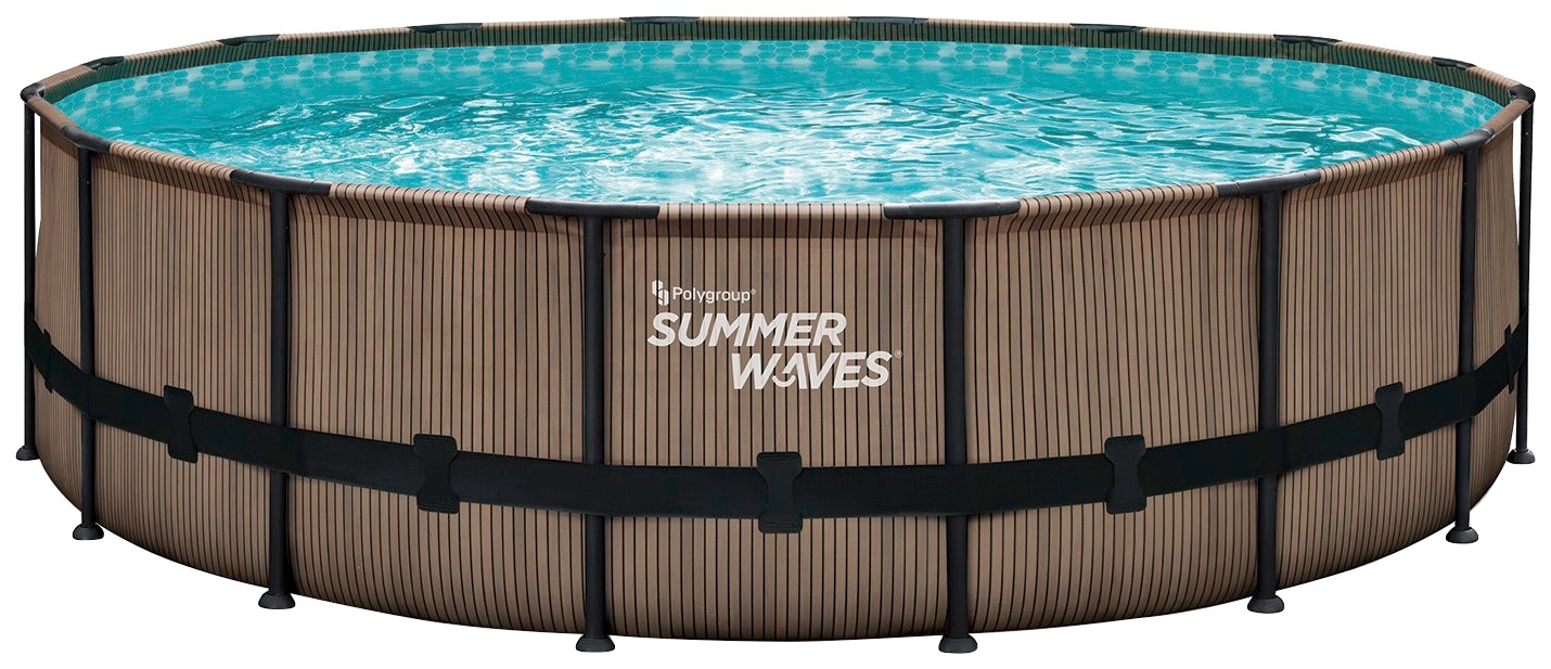 SummerWaves Framepool »Elite«, (Set, 7 tlg.), ØxH: 488x122 cm, Teak-Optik