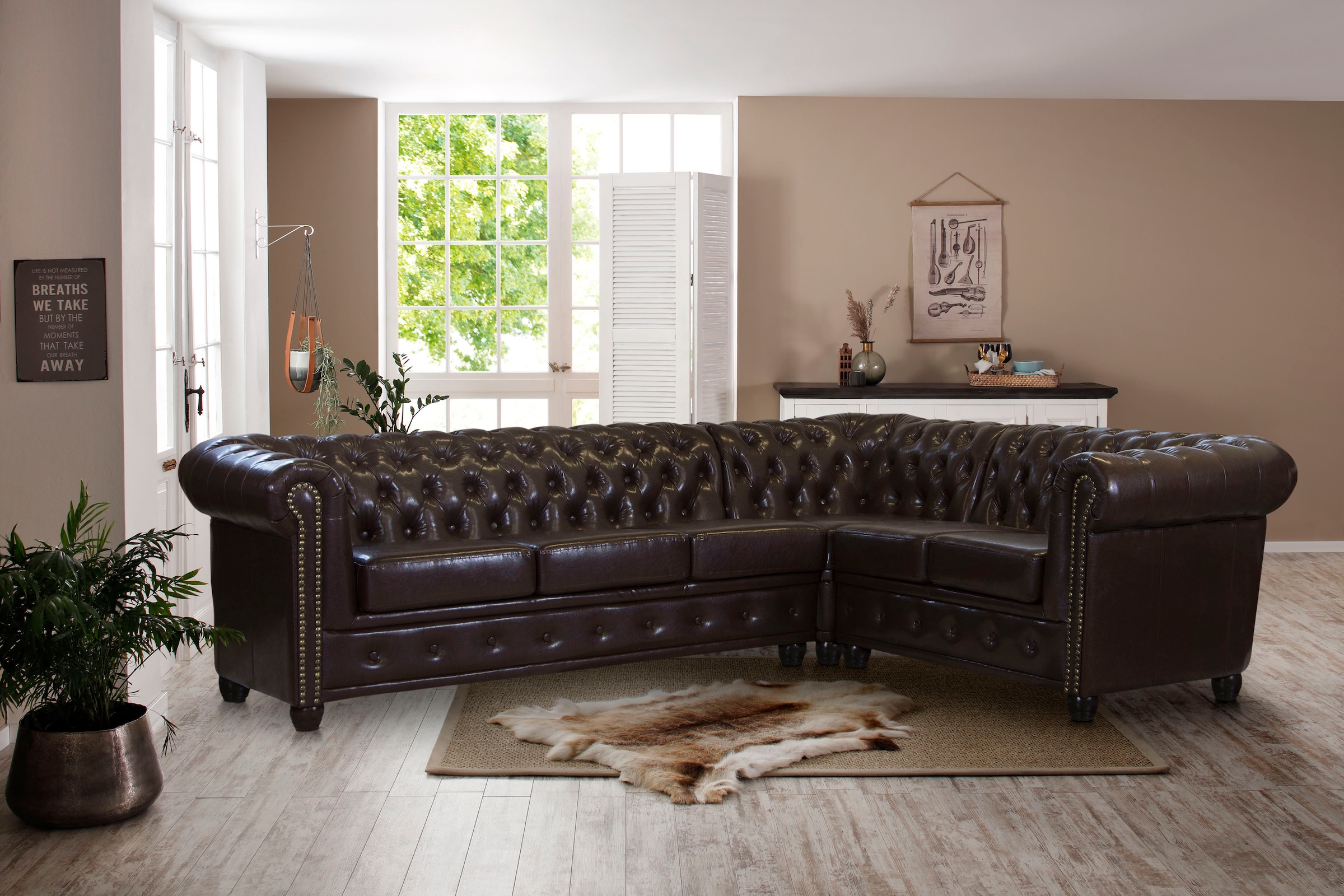 Home affaire Chesterfield-Sofa "Rysum L-Form", Chesterfield-Optik, langer S günstig online kaufen