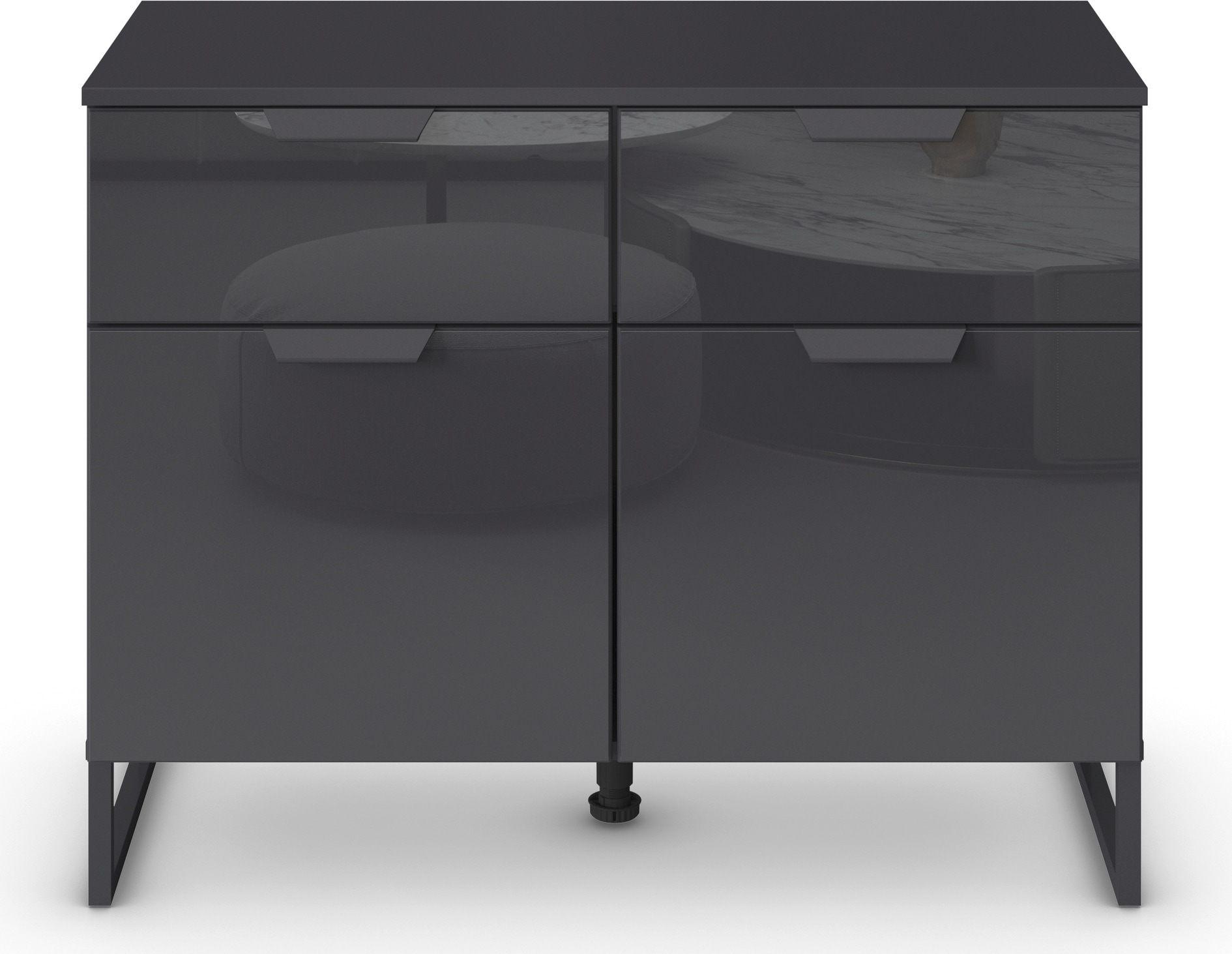 rauch Kombikommode »Modern by Aditio«, mit Glasfront und Kufenfuß, 2 Schubladen mit Softclose-Funktion