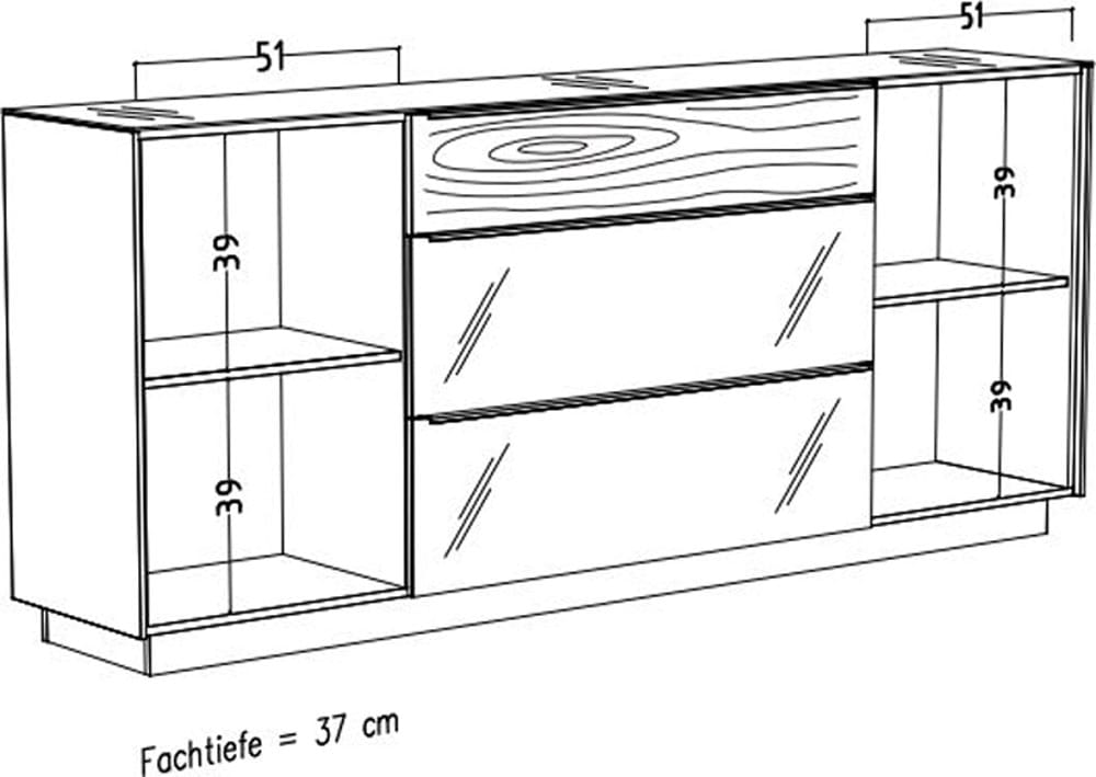 Mäusbacher Sideboard »Nova« Sideboard, BHT 214/92/42 cm, inkl. Griffbeleuchtung, Türdämpfung
