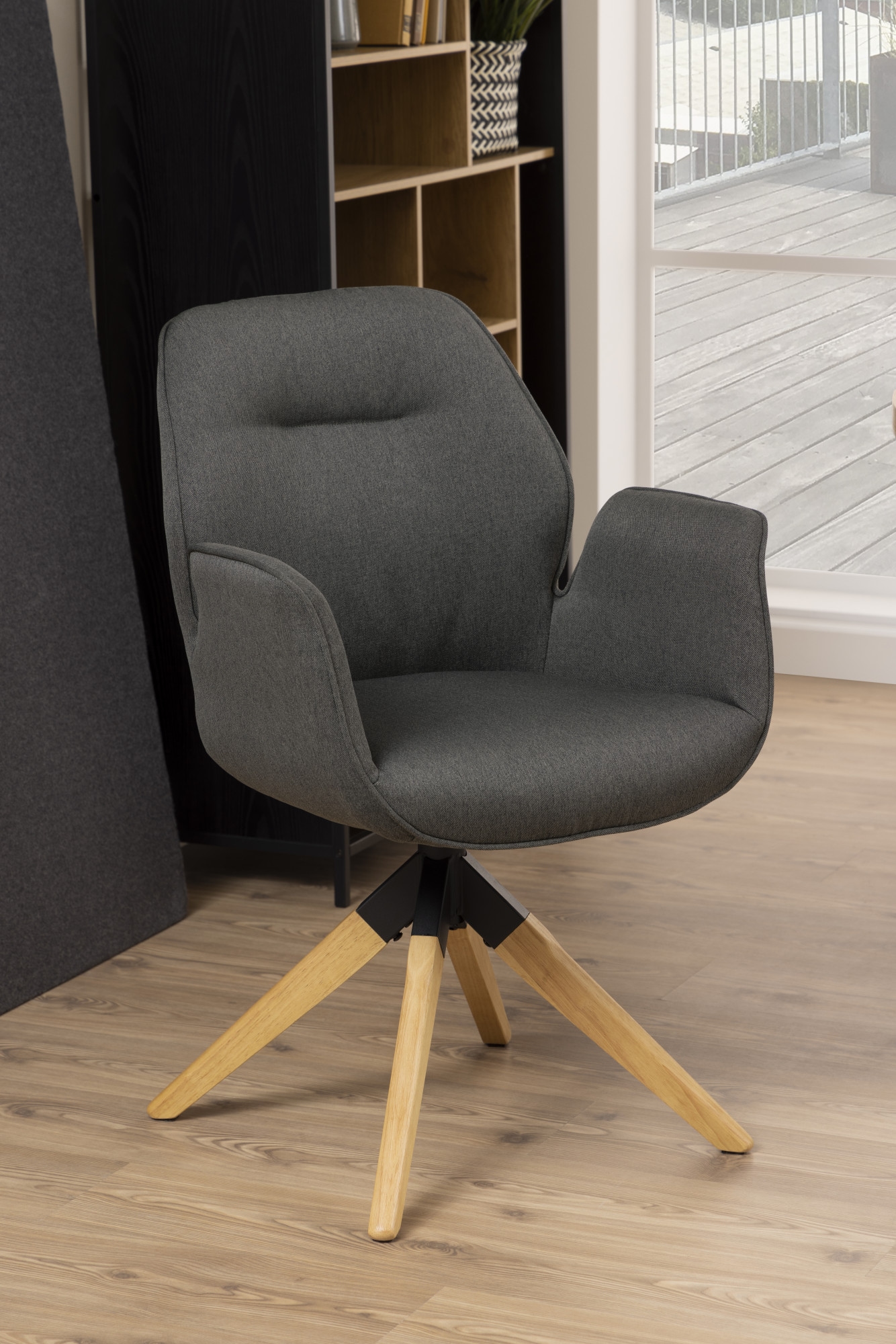 ACTONA GROUP Esszimmerstuhl »Alma«, 1 St., Polyester, mit eleganten Kedern, Drehstuhl mit Rückholfunktion