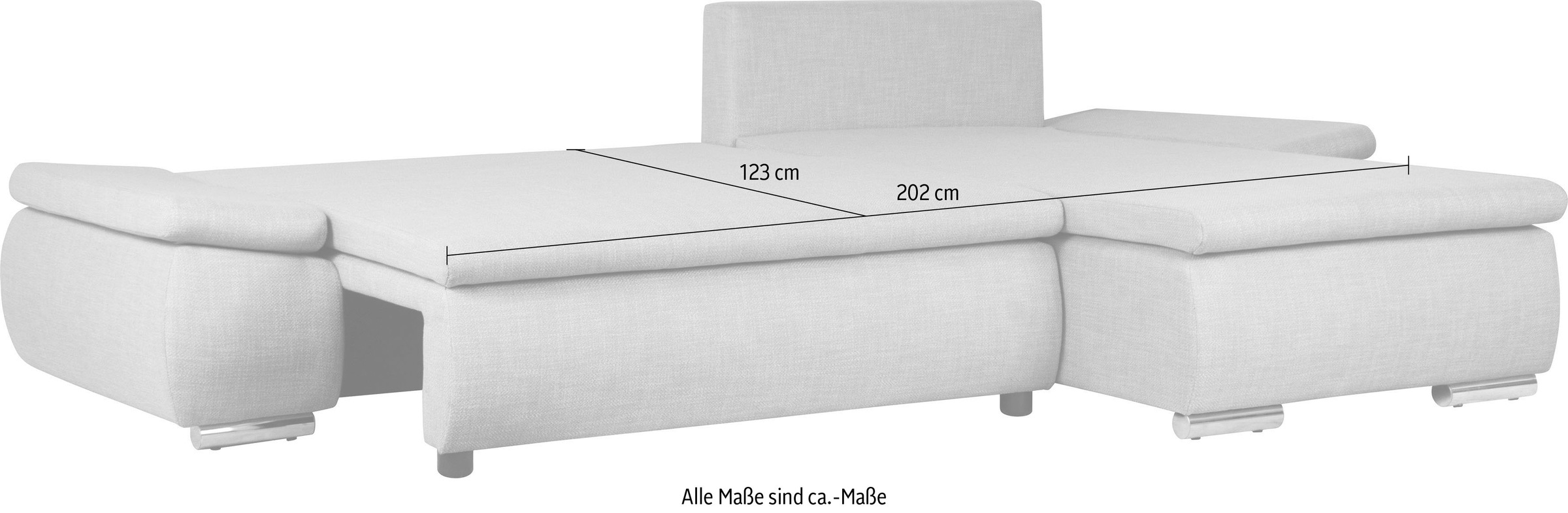 Home affaire Ecksofa »Acra L-Form«, mit Bettfunktion und Bettkasten, in Mattenoptik