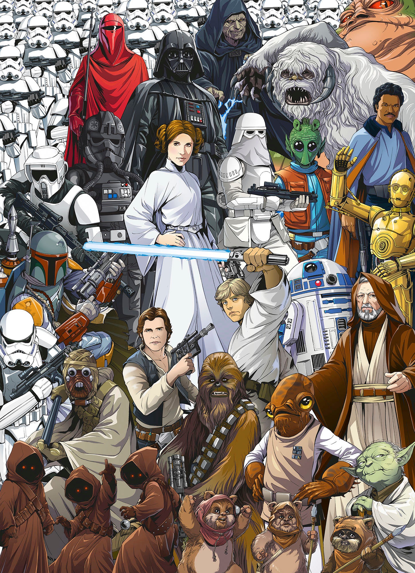 Komar Fototapete »STAR WARS Classic Cartoon Collage - Größe 184 x 254 cm«, bedruckt, Kinderzimmer