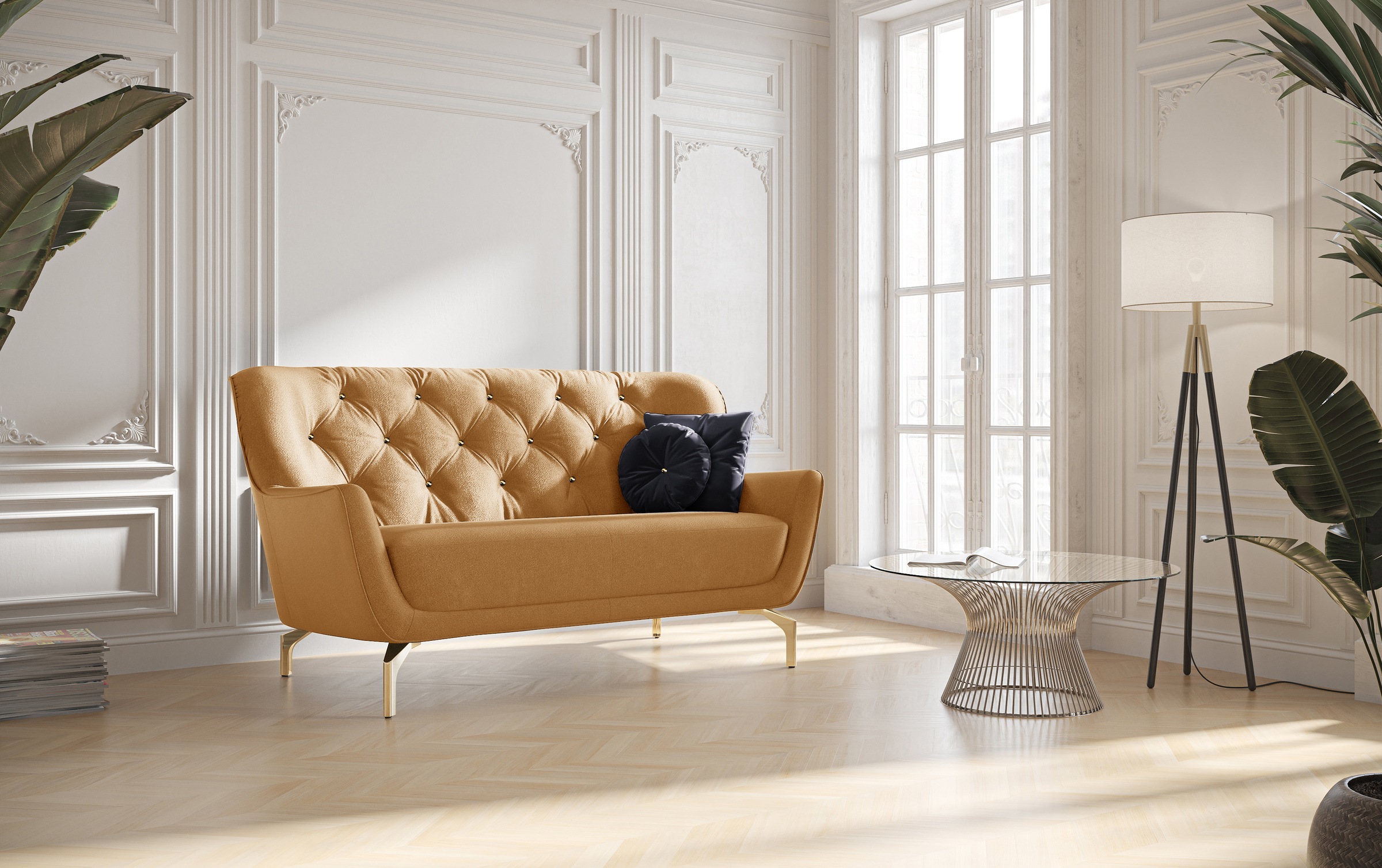 sit&more 2-Sitzer »Orient 3« inkl. 2 Zierkissen mit Strass-Stein, goldfarbe günstig online kaufen