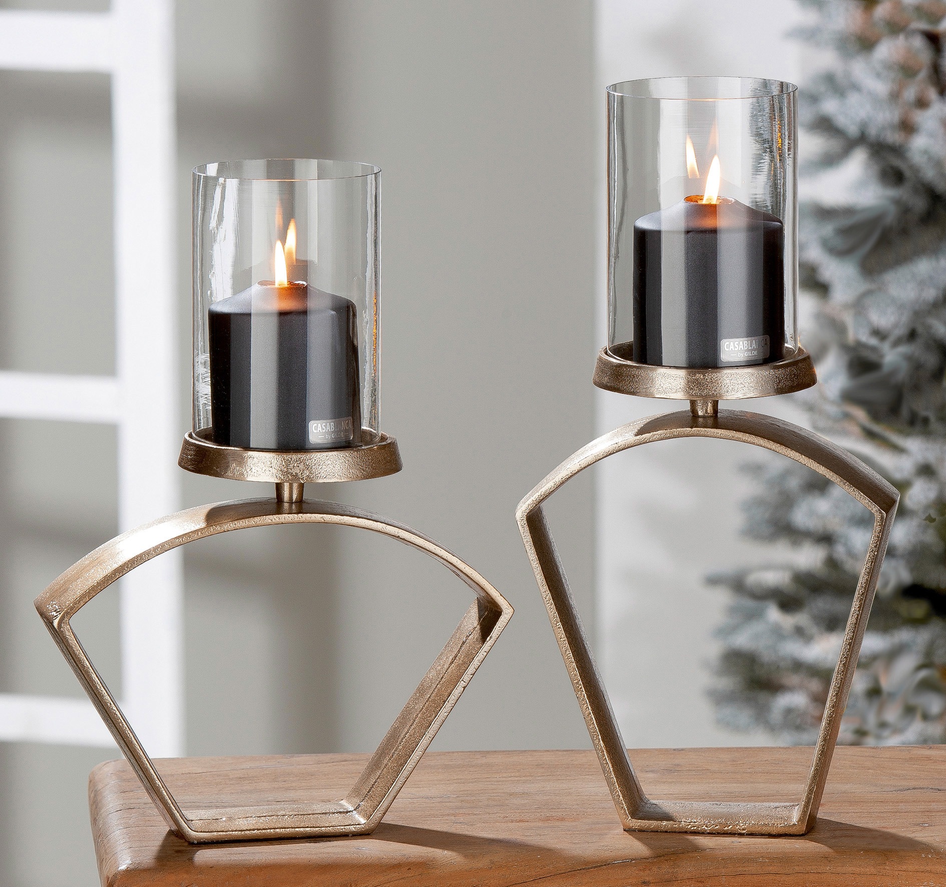 Casablanca by Gilde Windlicht »Nostro, Weihnachtsdeko«, (1 St.), aus Aluminium mit Glaseinsatz