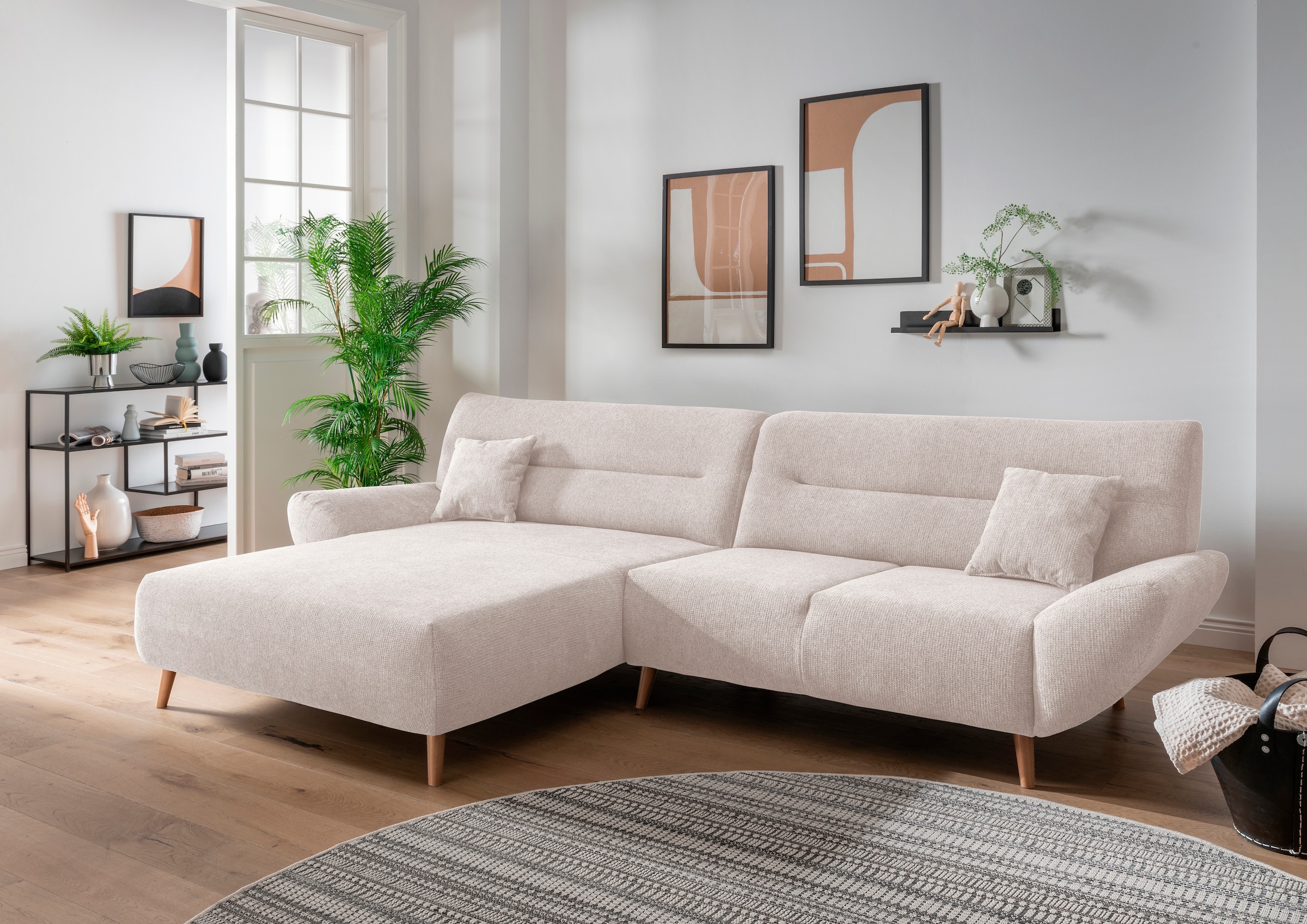 INOSIGN Ecksofa »Drago, elegant und zeitlos, komfortabel, Holzfuß, L-Form«, günstig online kaufen