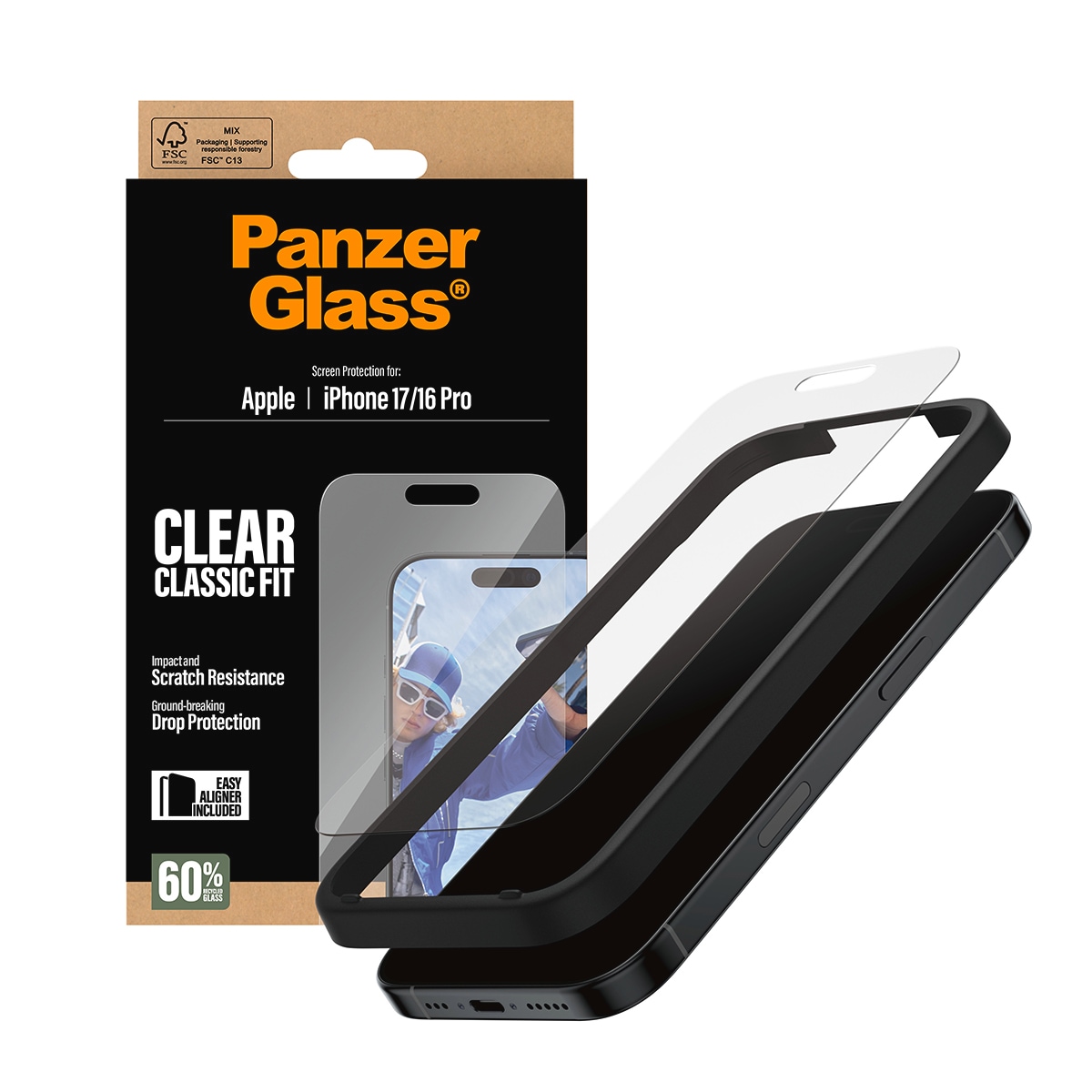 CARE by PanzerGlass Displayschutzglas »Classic Fit Screen Protector«, für Apple iPhone 17-Apple iPhone 16 Pro, Displayschutzfolie, Schutzfolie, Bildschirmschutz, kratz- & stoßfest