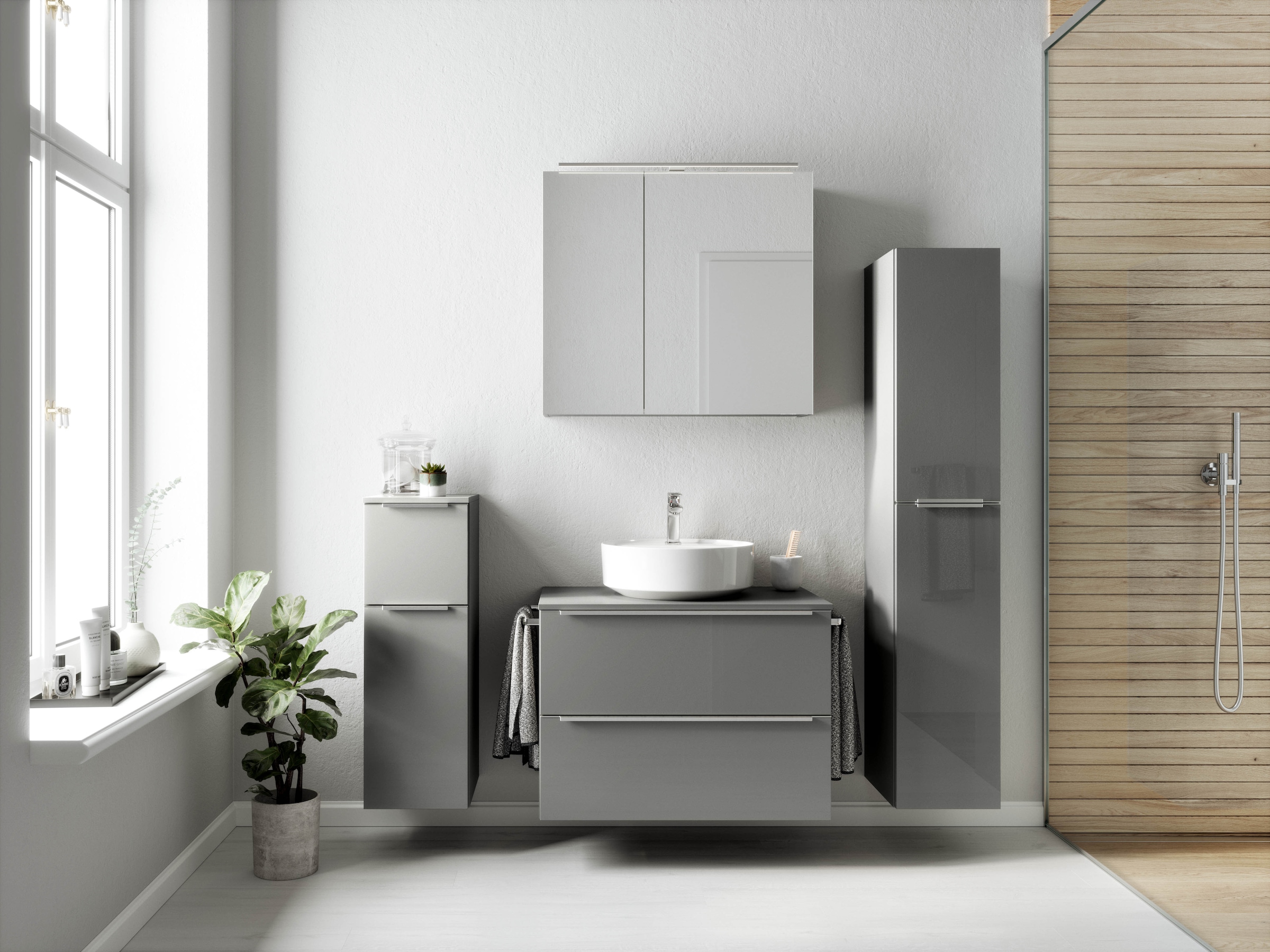 nobilia® Badmöbel-Set »Alvene«, (1 St., vormontiert, mit Soft-Close), Hochg günstig online kaufen