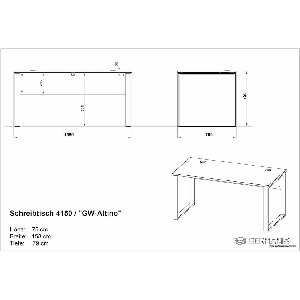 GERMANIA Schreibtisch, Kufen aus Metall