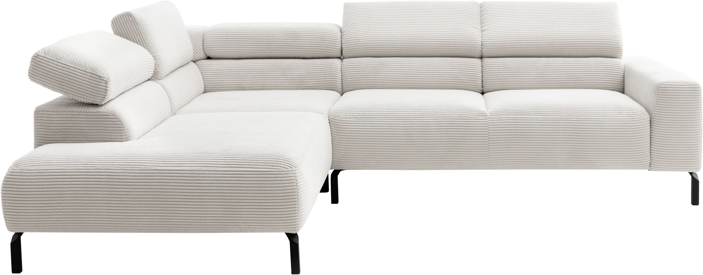 Places of Style Ecksofa »Antonelli, L-Form, inkl. Kopfteilverstellung, Breite 276 cm«, ohne Sitztiefenverstellung, in Cord, weiß