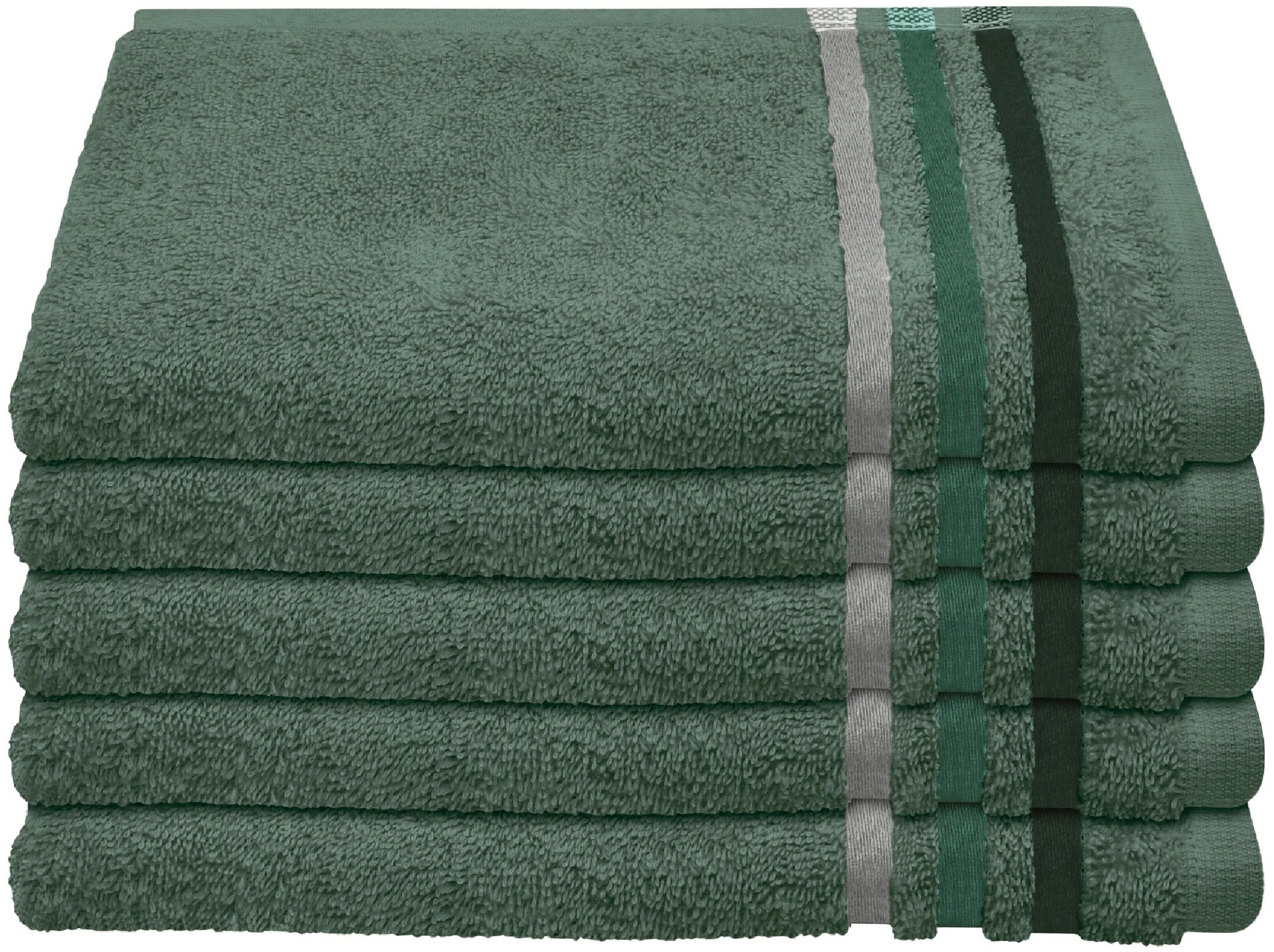 Schiesser Gästehandtücher »Skyline Color aus 100 % Baumwolle mit eleganter Streifenbordüre«, (Set, 5 St., 5 Gästehandtücher (30x50 cm), MADE IN GREEN by OEKO-TEX®