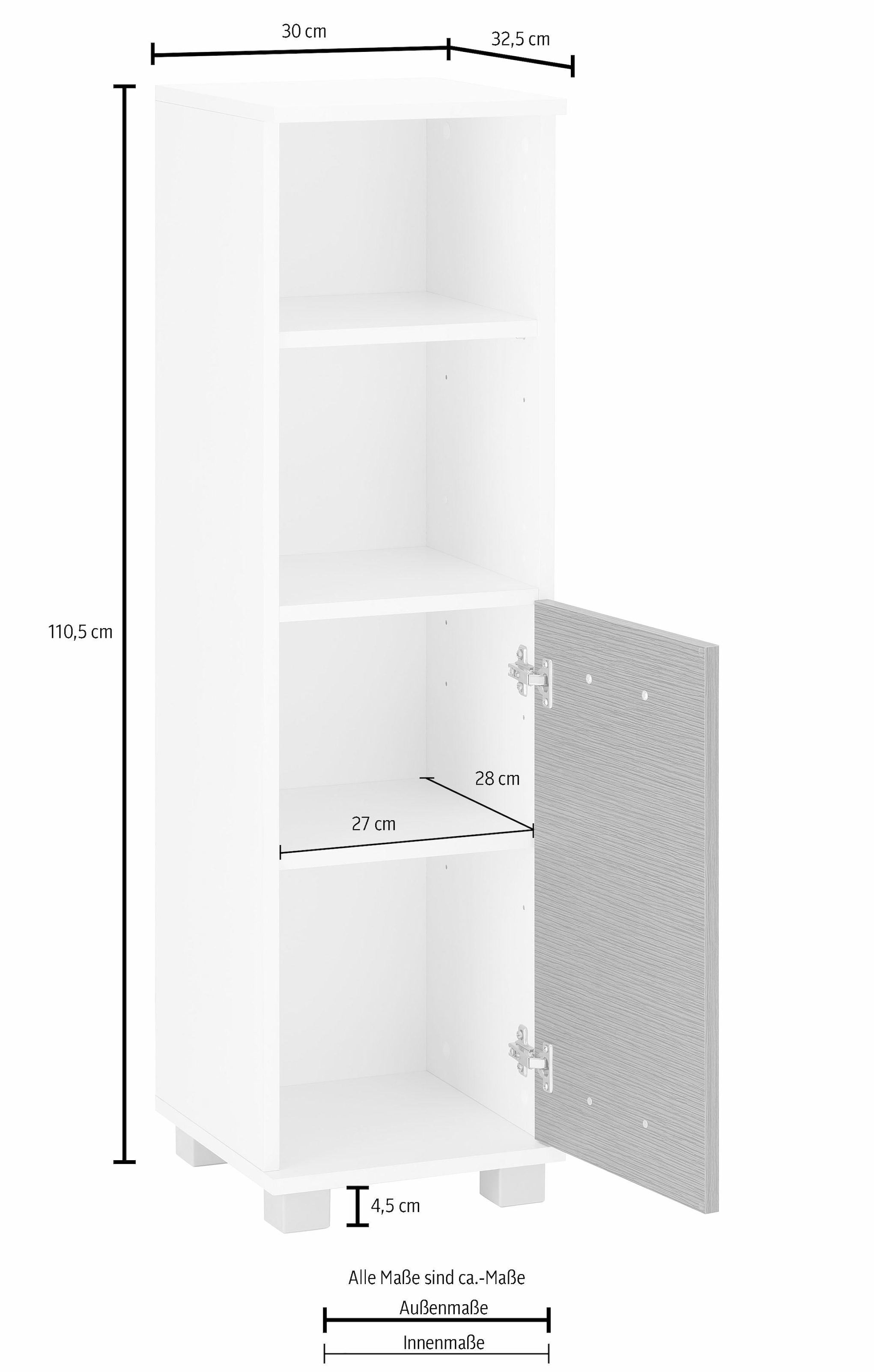 Schildmeyer Midischrank »Palermo«, Breite 30 cm, verstellbarer Einlegeboden, wechselbarer Türanschlag