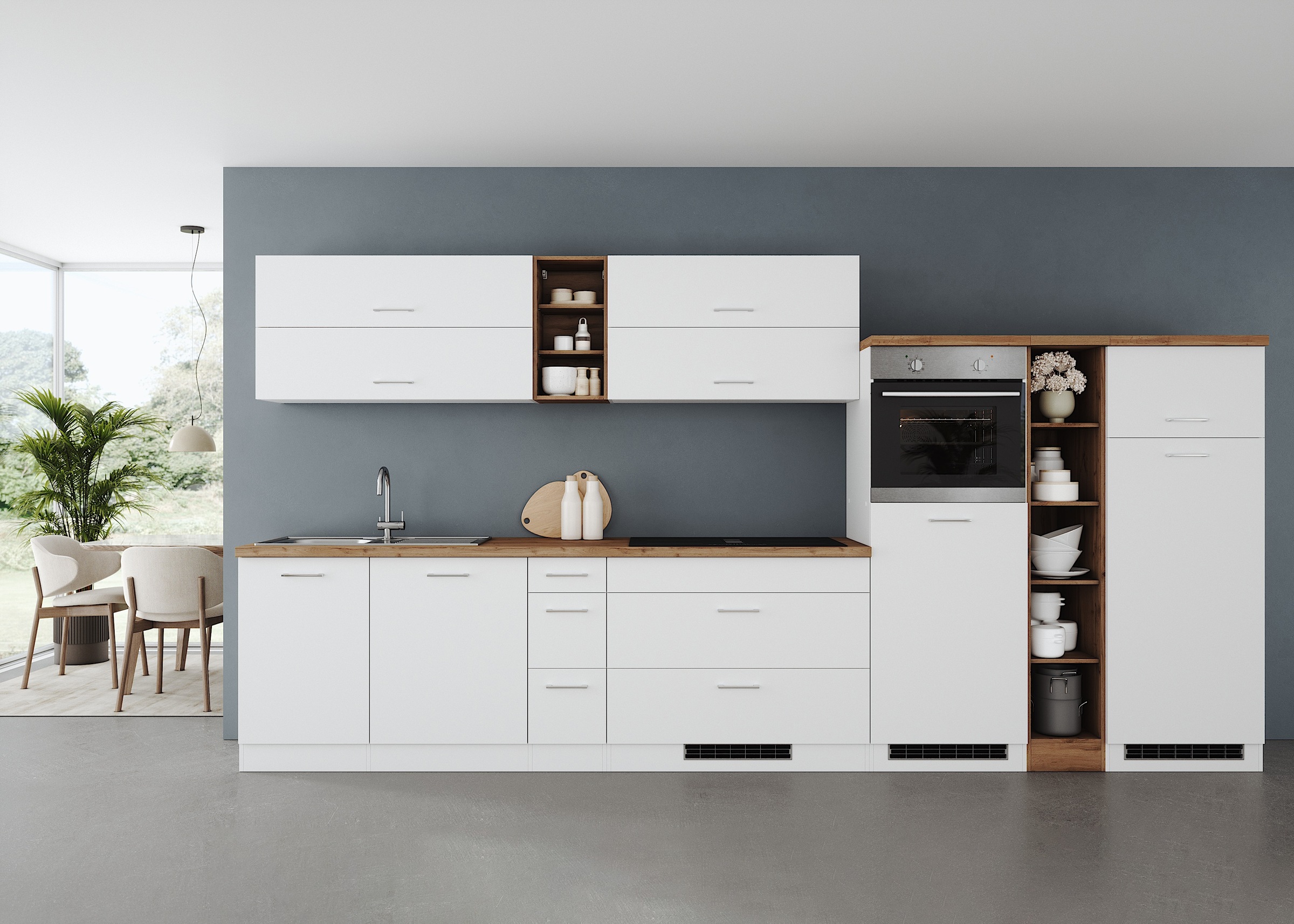 KOCHSTATION Küchenzeile »KS-Milan, optional mit Muldenlüfter« Breite 390 cm günstig online kaufen