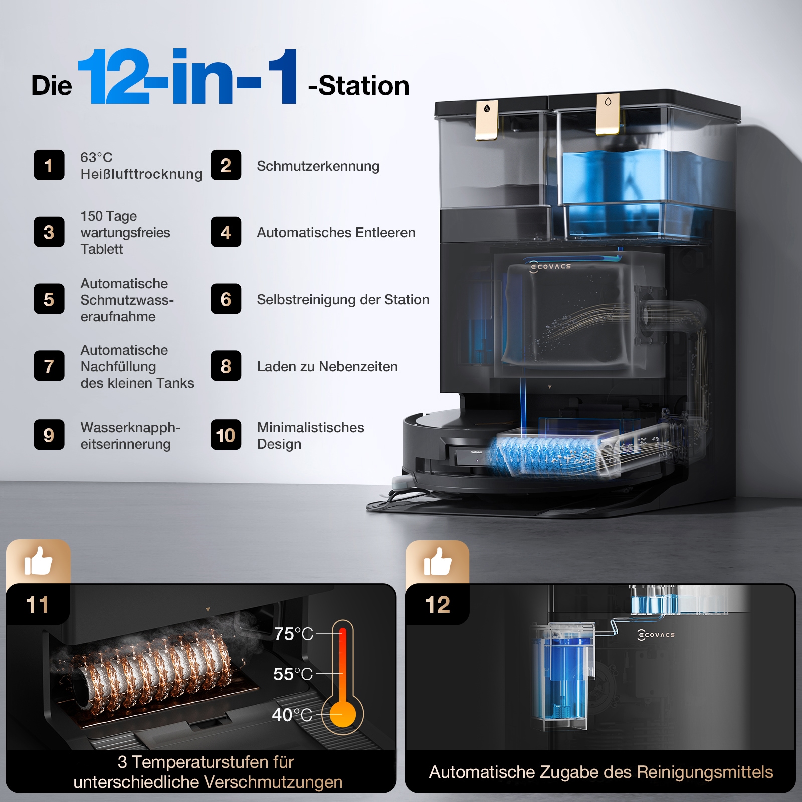 ECOVACS Saugroboter »DEEBOT X8 PRO OMNI«, Saug-und Wischroboter mit Absaugstation