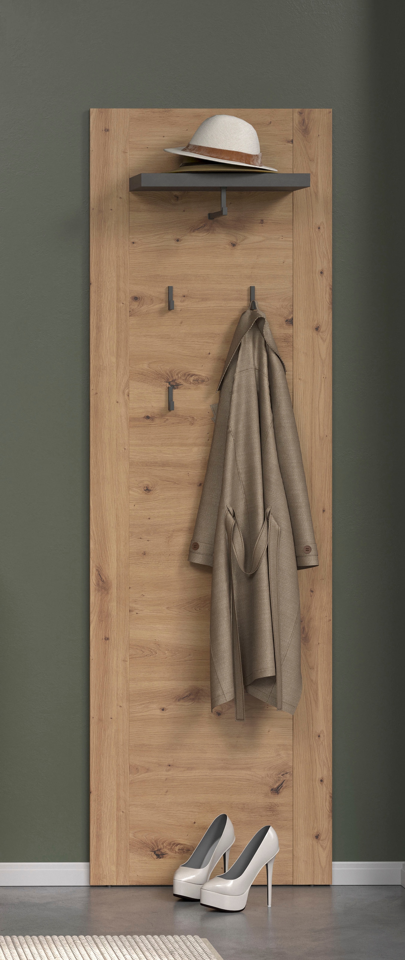 Home affaire Garderobenpaneel »Ambres« Garderobenpaneel mit Ablage & Haken - (B/T/H) 62/26/199 cm