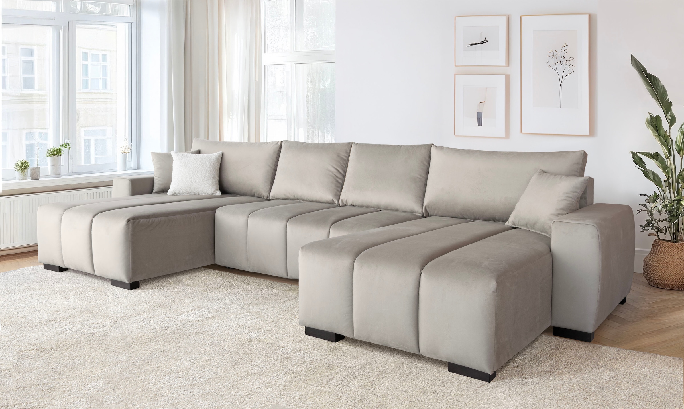 Home affaire Wohnlandschaft mit Bettfunktion, Bettkasten & 2 Zierkissen, Fe günstig online kaufen