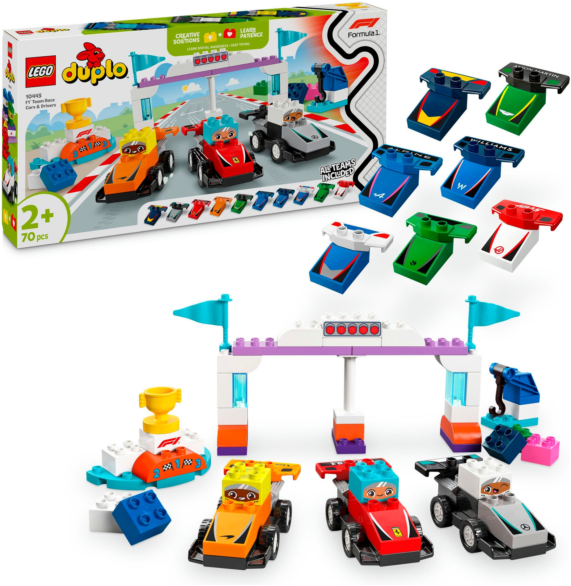 LEGO® Konstruktionsspielsteine »F1® Team Rennautos mit Rennfahrern (10445), LEGO DUPLO...