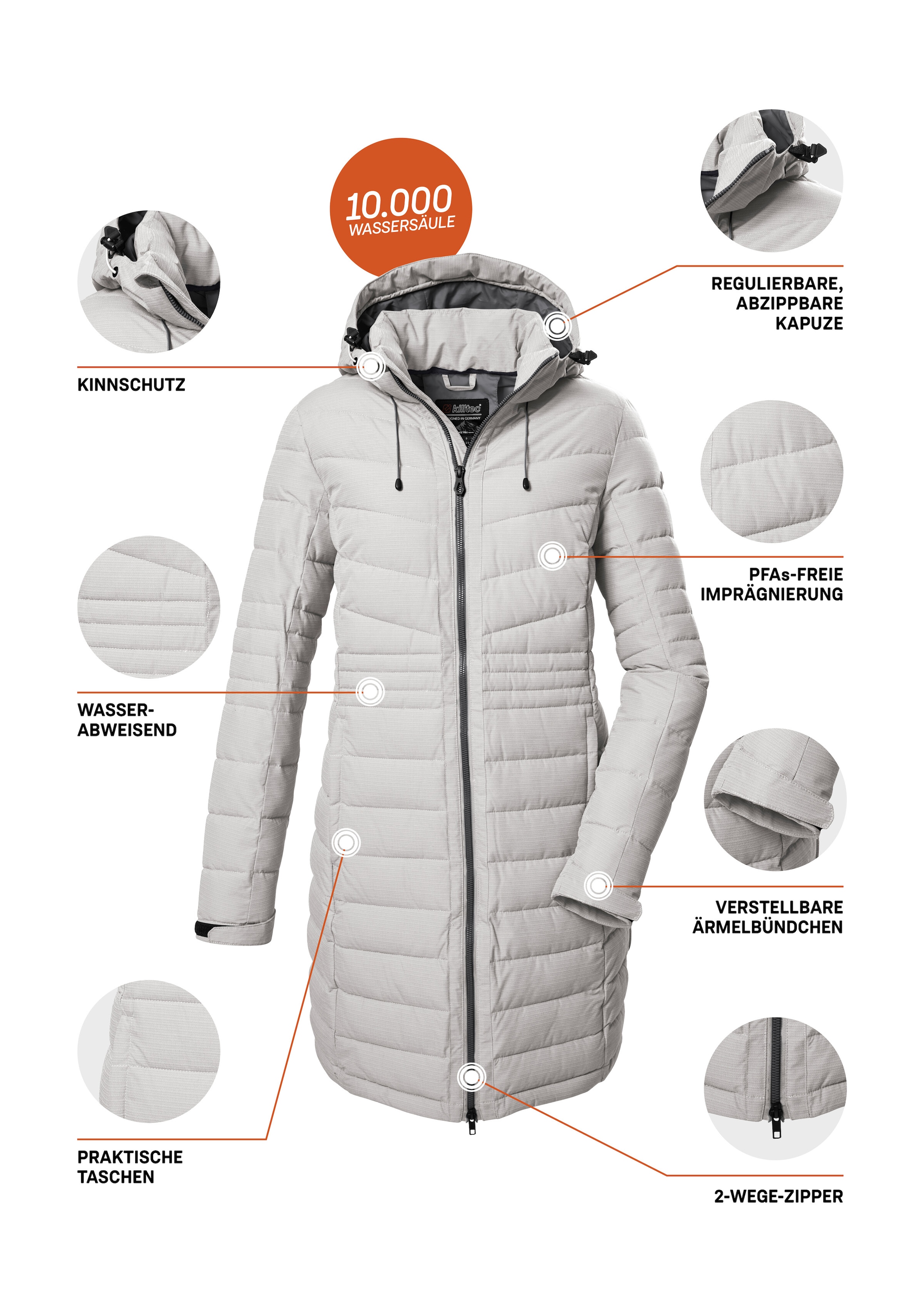 Killtec Steppmantel »KOW 96 WMN QLTD CT« Langer Damenmantel, atmungsaktiv, winddicht, wasserabweisend, recycelt