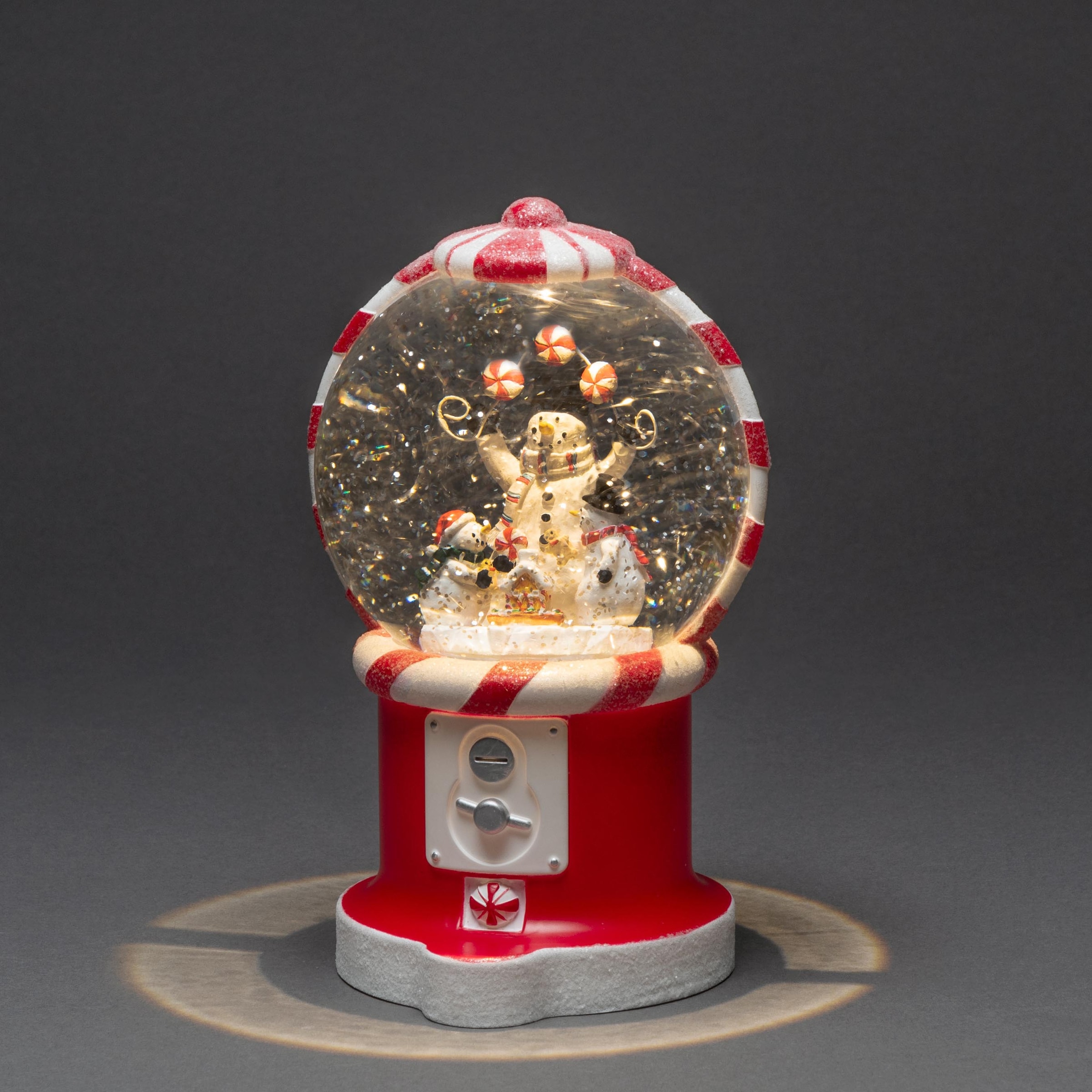 KONSTSMIDE LED Laterne »Süßigkeitenautomat mit 3 Schneemännern, Weihnachtsdeko«, mit 5h-Timer, wassergefüllt, 1 warm weiße Diode